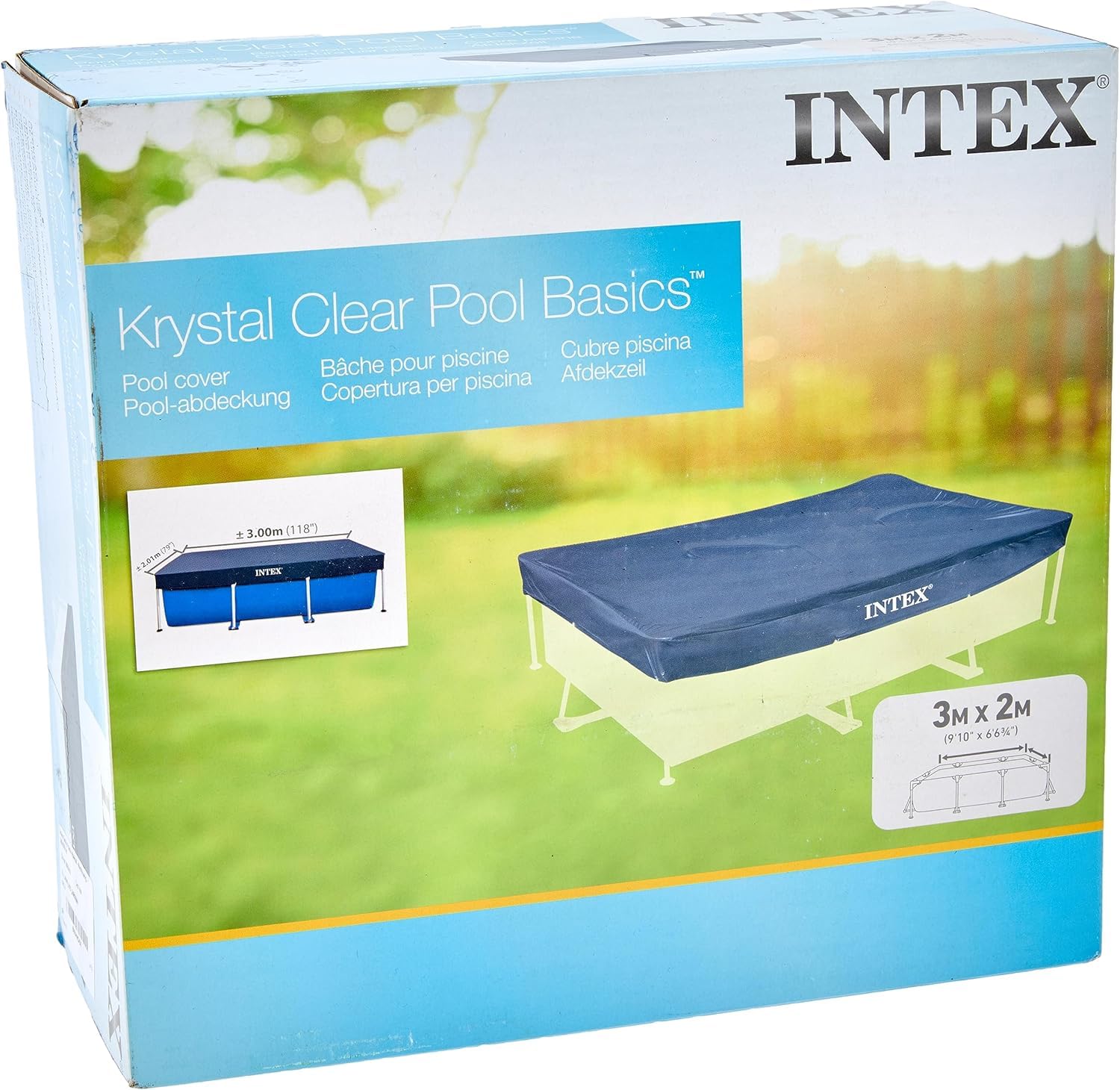 Intex 28270Np Small Frame Piscina Desmontable, 220 X 150 X 60 Cm, 1.662 litros + 28038 Cobertor Piscina Rectangular Prisma/Small Frame 300 X 200 Cm