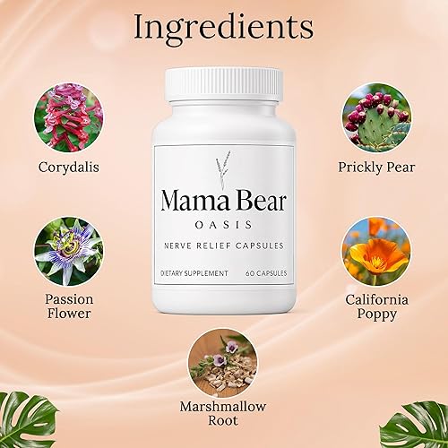 Miniatura 2 de Mama Bear Oasis Cápsulas de apoyo nervioso para neuropatía  Vitaminas nerviosas avanzadas y fórmula de reparación  Mezcla de refuerzo de movilidad y