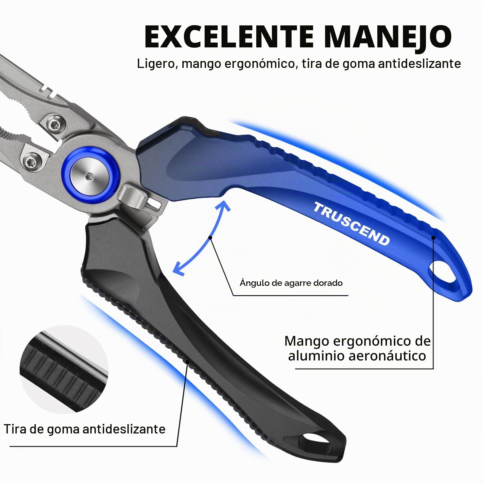 Truscend Alicates de Pesca con Cortador de Mo-V Blade Recubierto de Teflón Multifunción