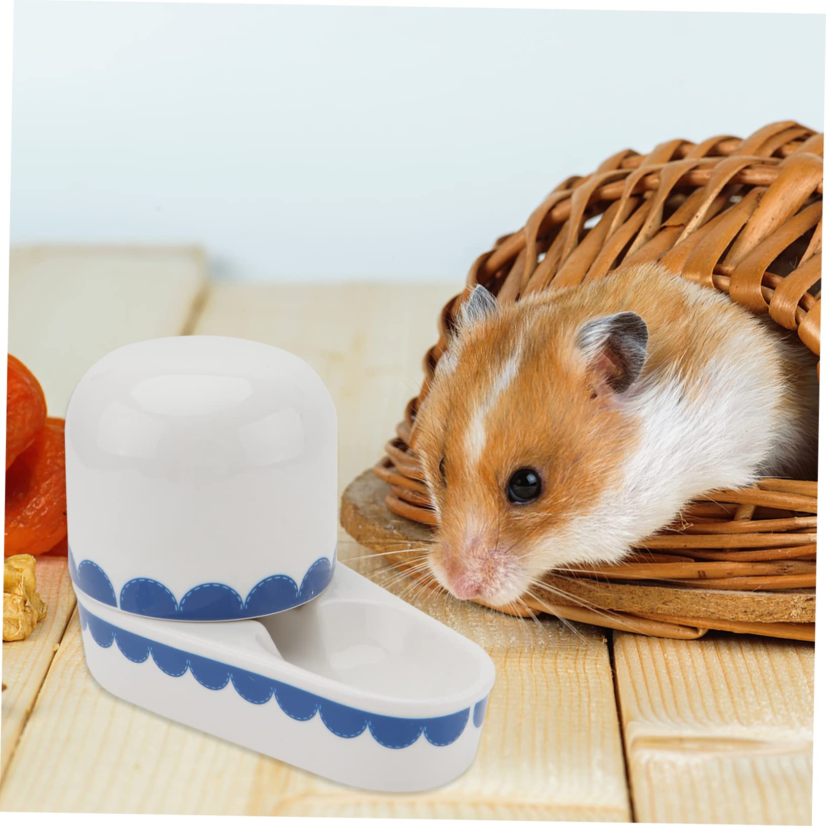Hemobllo Abreuvoir Lapin en Céramique Étanche Bleu, Bol d'eau pour Petits Animaux, Accessoire Intérieur pour Lapins et Rongeurs