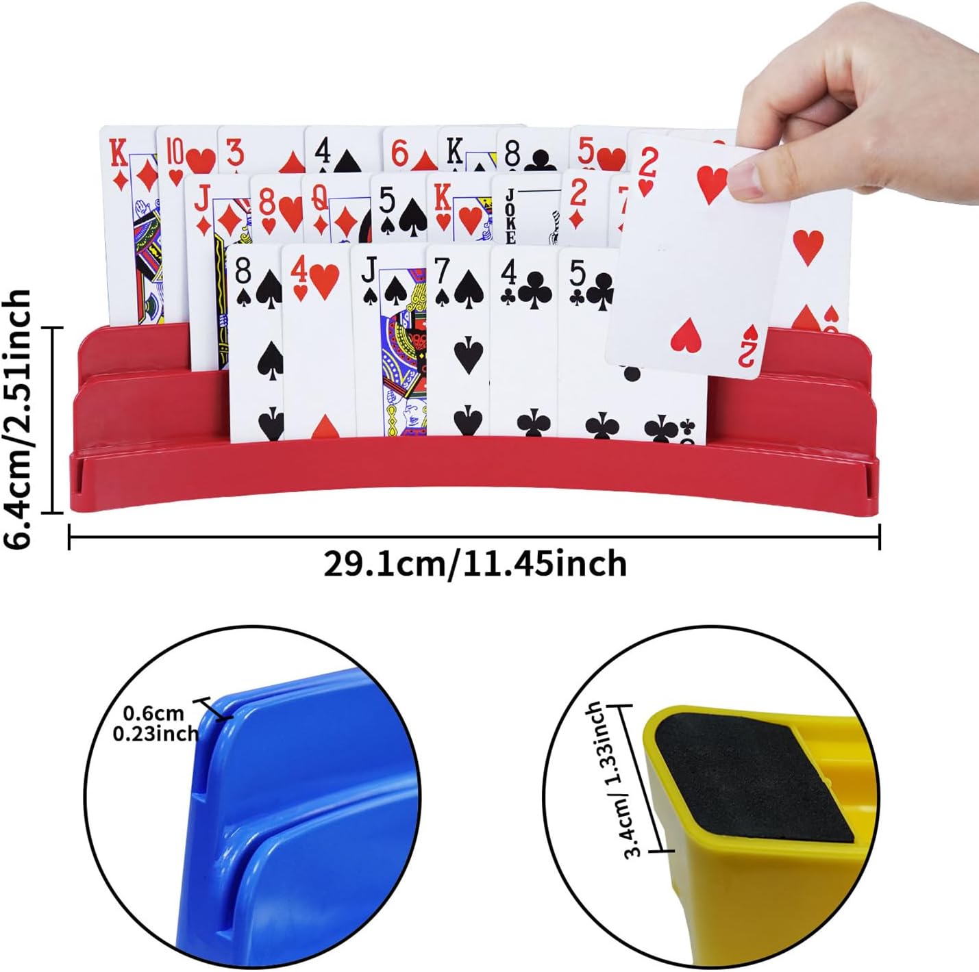 4 Pack Curved 3-Tier Playing Card Holder for Family Card Games