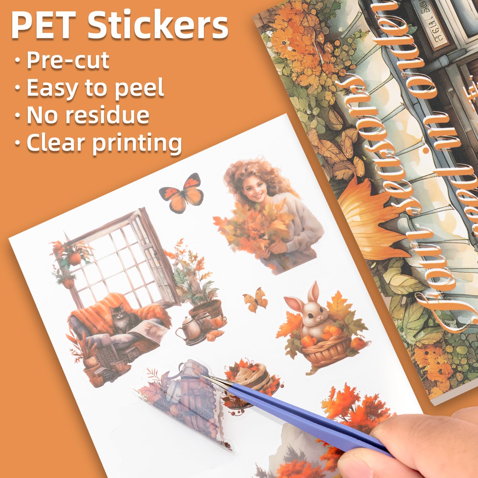 Uideyvi Autumn Theme Sticker Scrapbooking Supplies for Junk Journal 20 Sheets PET Stickers, Vintage Journaling Stickers - Image 2