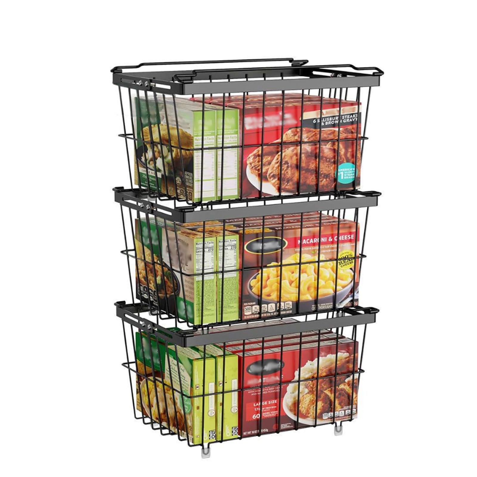 Strong Wire Storage Container for Refrigerator Modifiable Size Freezer Planner with Stackable Feature Clear Kitchen Container Modifiable Refrigerator Storage Basket Size Basket Multiple Purpose Food