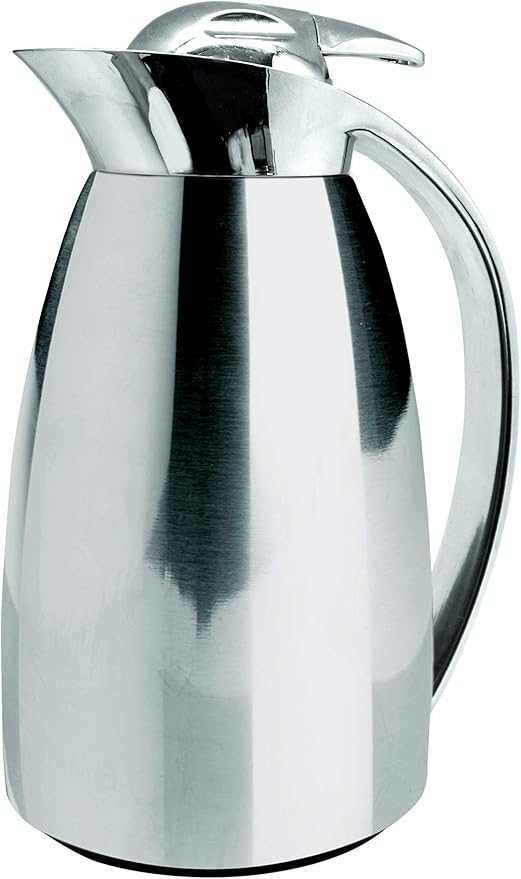 Isolierkanne doppelwandig aus Edelstahl und innen aus Glas, 14.3 x 25.9 x 14.5 cm, Stahl