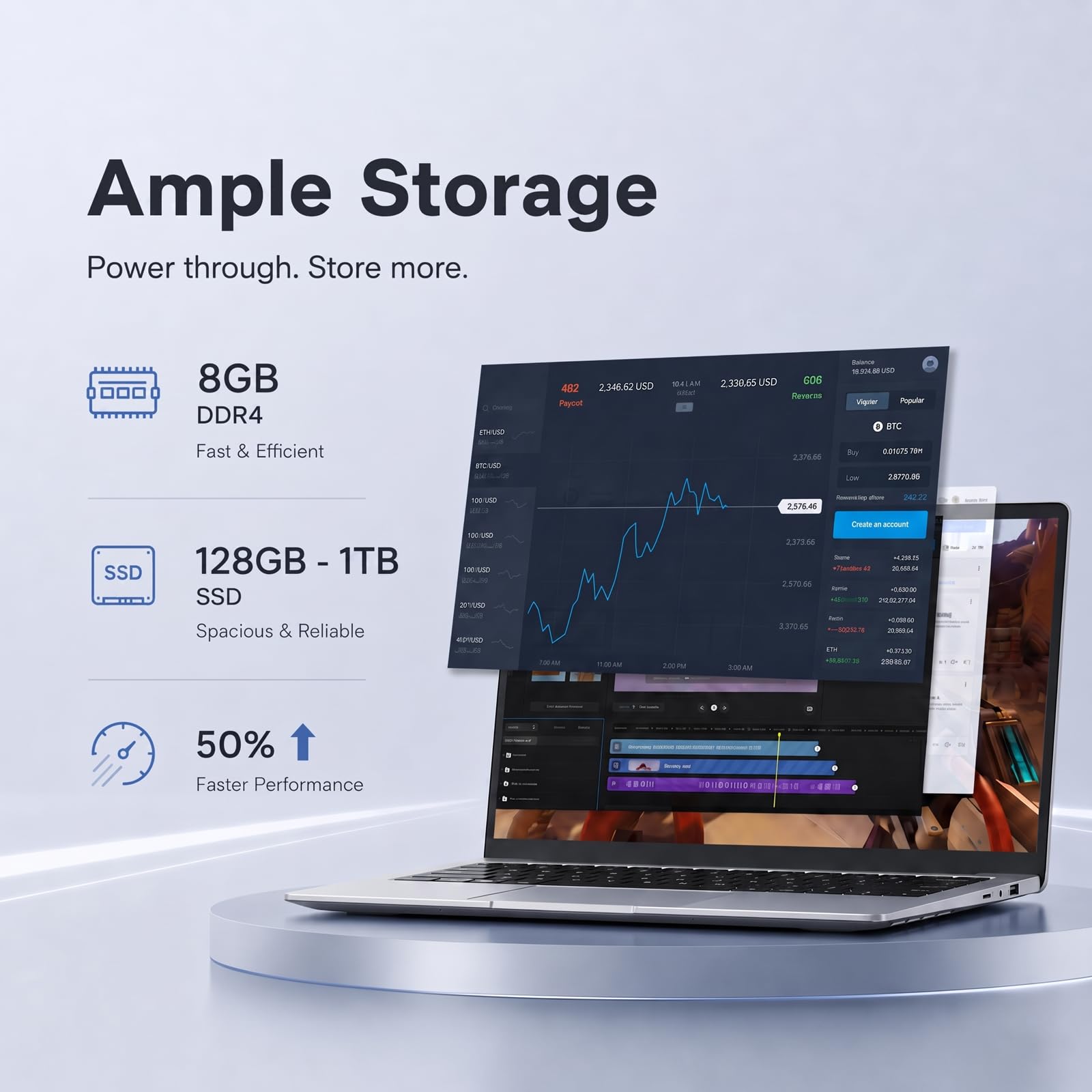 Kayoote Laptop 14,1'' Win 11 Pro, Intel Pentium J3710 Quad-Core fino a 2,64GHz, 8GB RAM, SSD M.2 128GB, Display HD, Cerniera 180°, USB 3.0, Mini HDMI, Webcam, PC Leggero per Lavoro e Studio