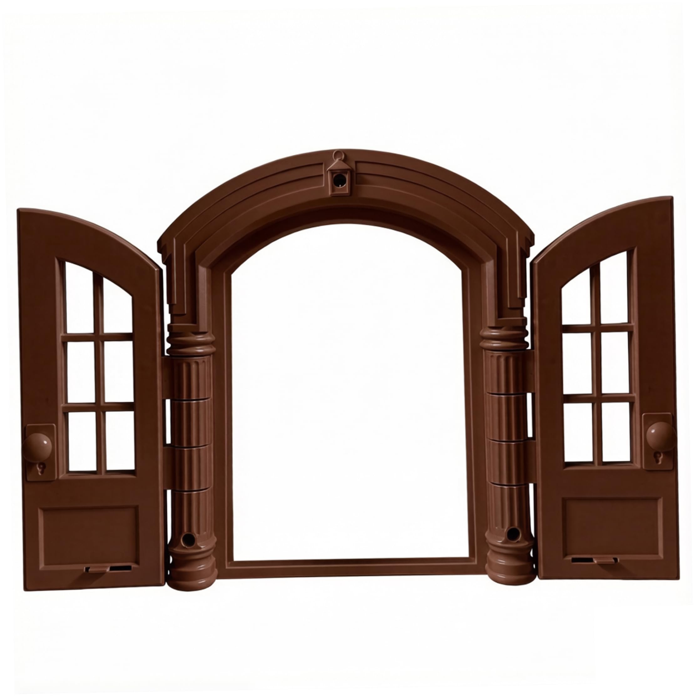Ameble Flap-Free Design Interior Cat Door for Cats & Small Dogs, Secure Lockable Pet Door for Interior Walls or Doors, Brown, 9.45×10.83×2.83 Inch