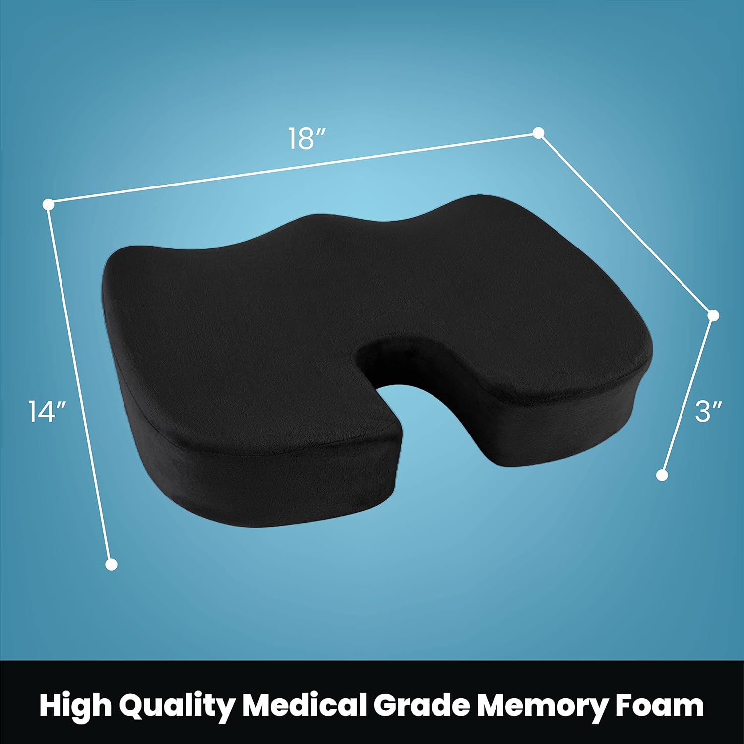 Memory Foam Seat Cushion | Tailbone Relief Cushion Office Chair Car Seat Cushion Sciatica Back Pain, Plush Velvet : Health & Household