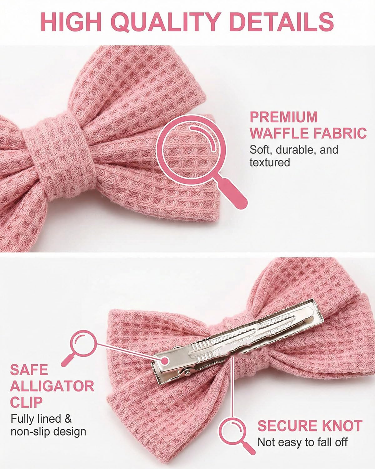 DAFNE 20 Pezzi Mollette Capelli Neonata Piccolo 7 cm Fermagli per Capelli per Bambini, Antiscivolo Fiocchi Capelli per Bambina