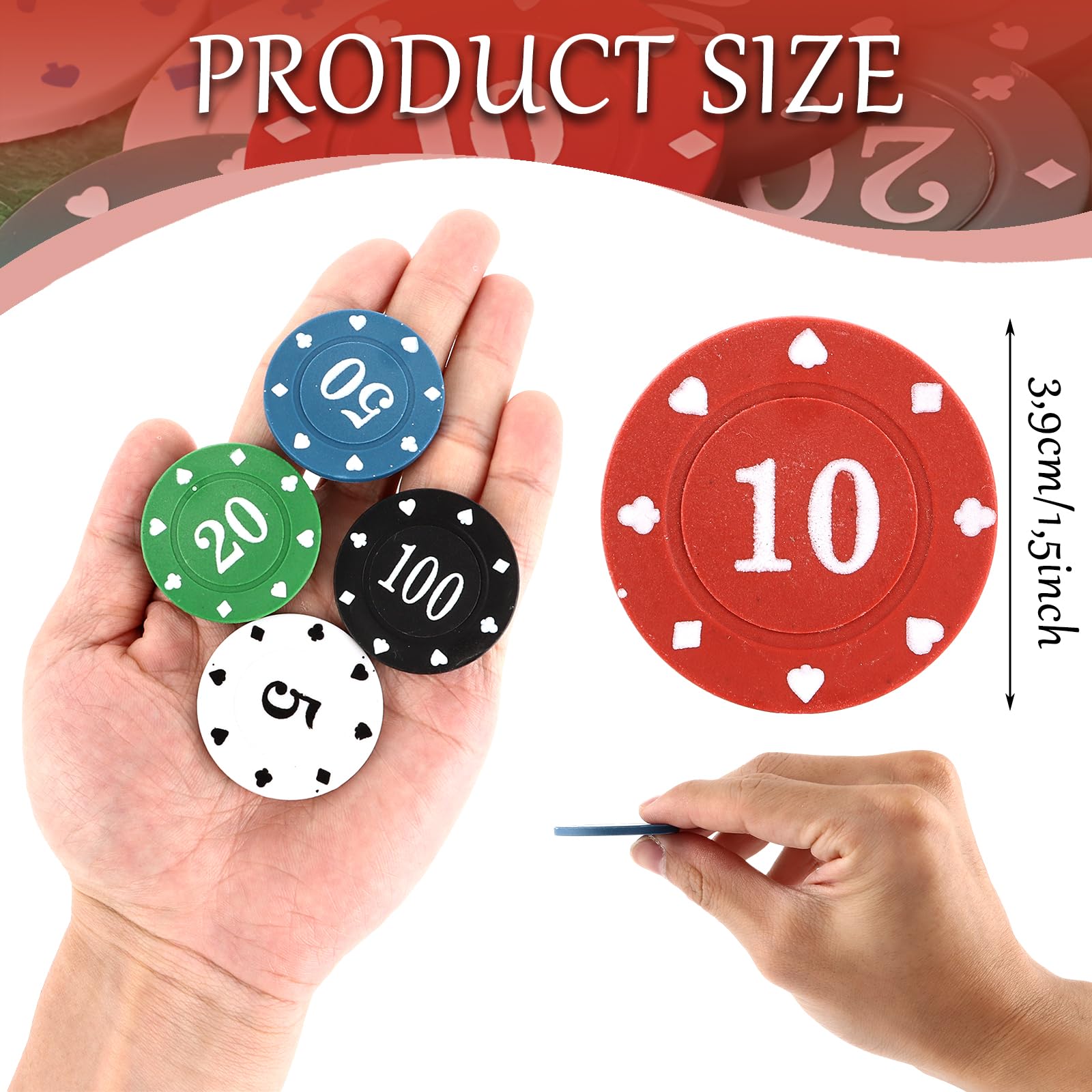 STARVAST 300 chip in plastica numerati 5/10/20/50/100 per viaggi e feste in famiglia