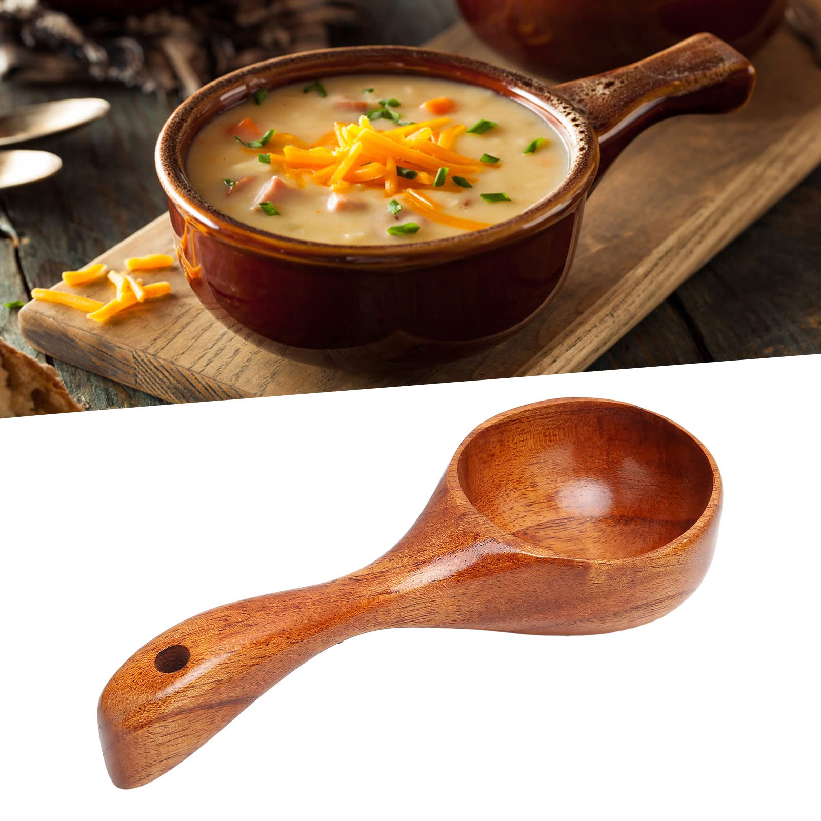 Hot offerte cucchiaio da minestra di legno riutilizzabile utensile da cucina in