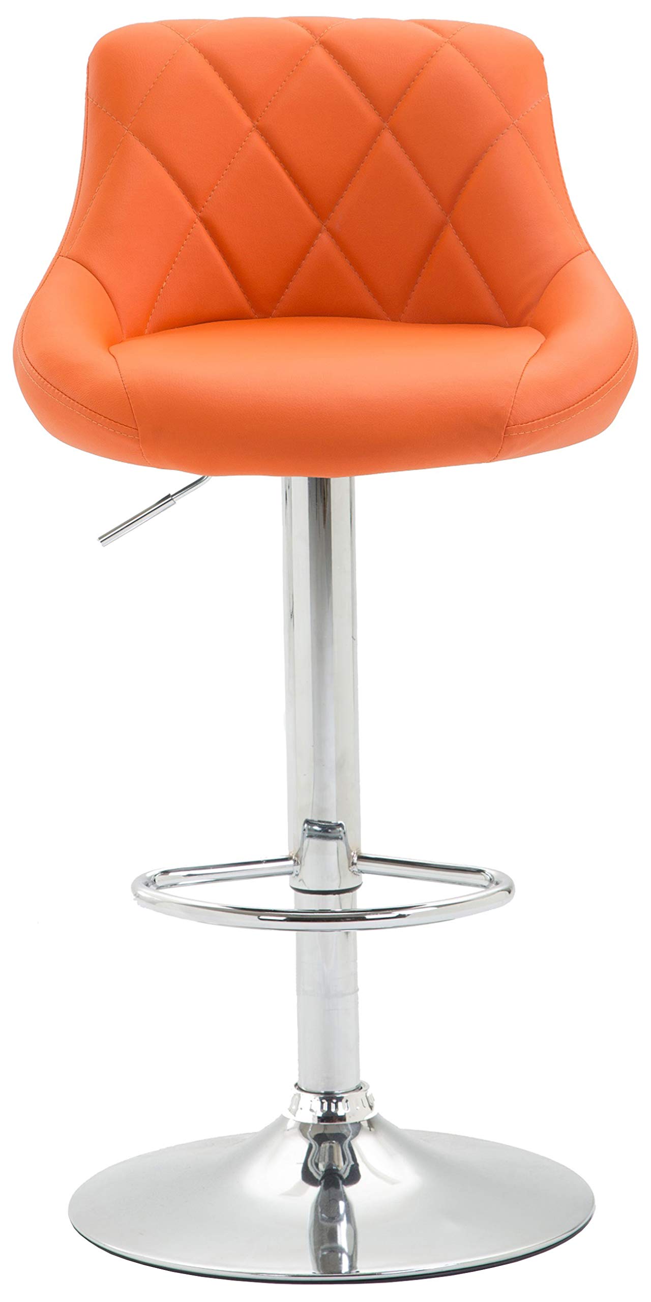 CLP 2er Set Barhocker Lazio Mit Kunstlederbezug I Höhenverstellbarer Und Drehbarer Hocker Mit Fußstütze In Chrom-Optik, Farbe:orange