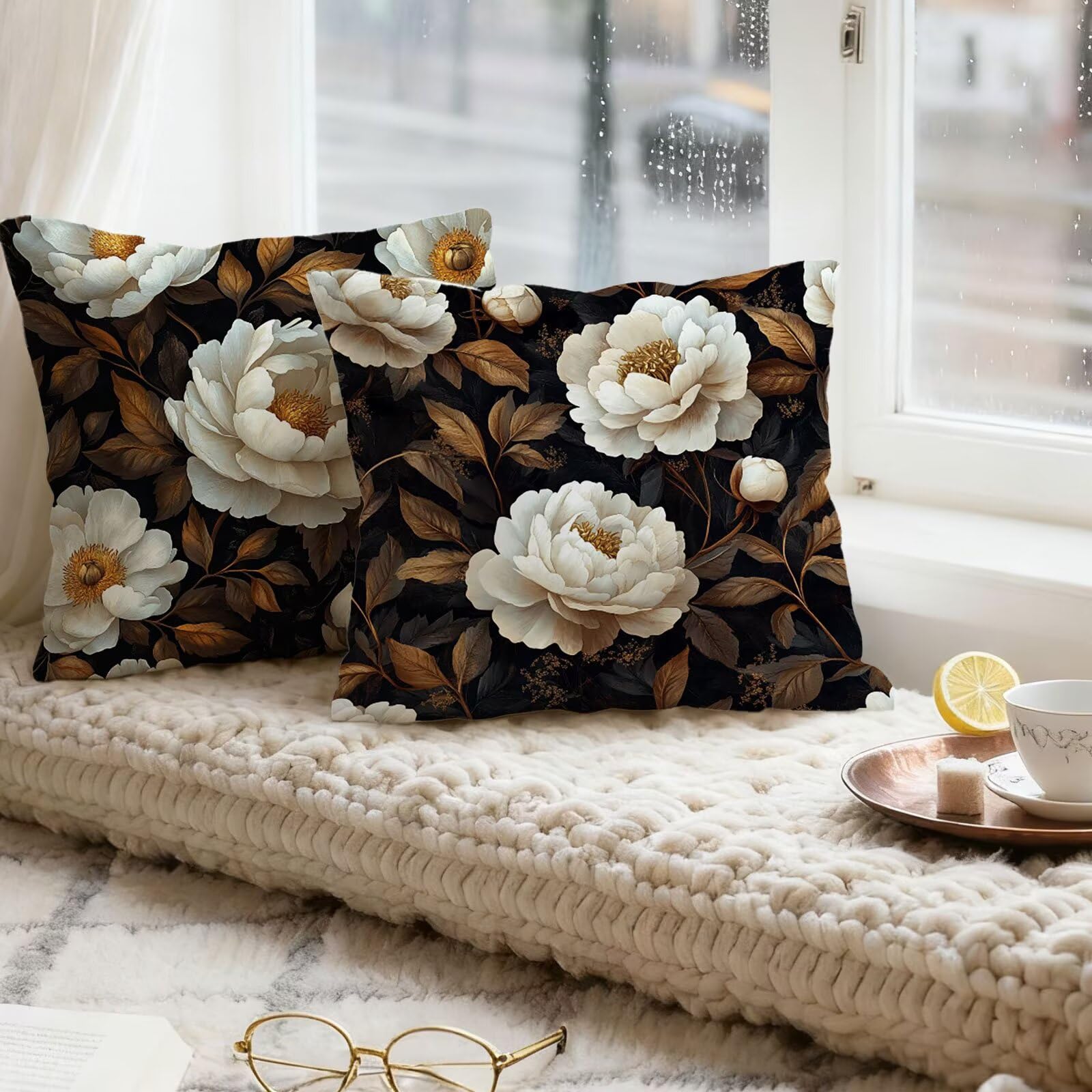 Beige Funda Cojin 60x60 Flor Funda Almohada 60x60 Cojines Sofa Súper Suave Fundas Cojines Decorativos Fundas Almohadas 4 Piezas Almohada Cervicales y Cuello, para Hogar Cama Salon Decoracion E - 731