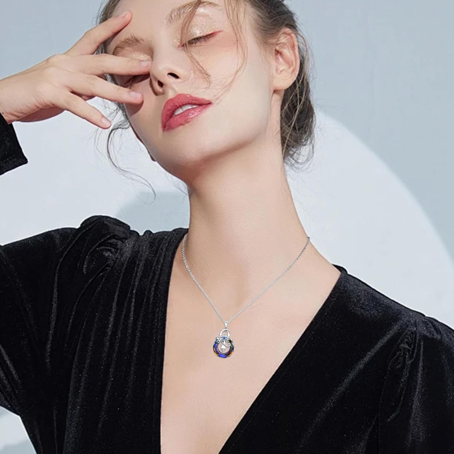 Eye of Horus Necklace for Women 925 Sterling Silver Ankh Cross Necklaces Egyptian Eye Crystal Pendant Religious Jewelry Birthday Mother's Day Gifts for Her Women Mom Wife Daughter - Image 5