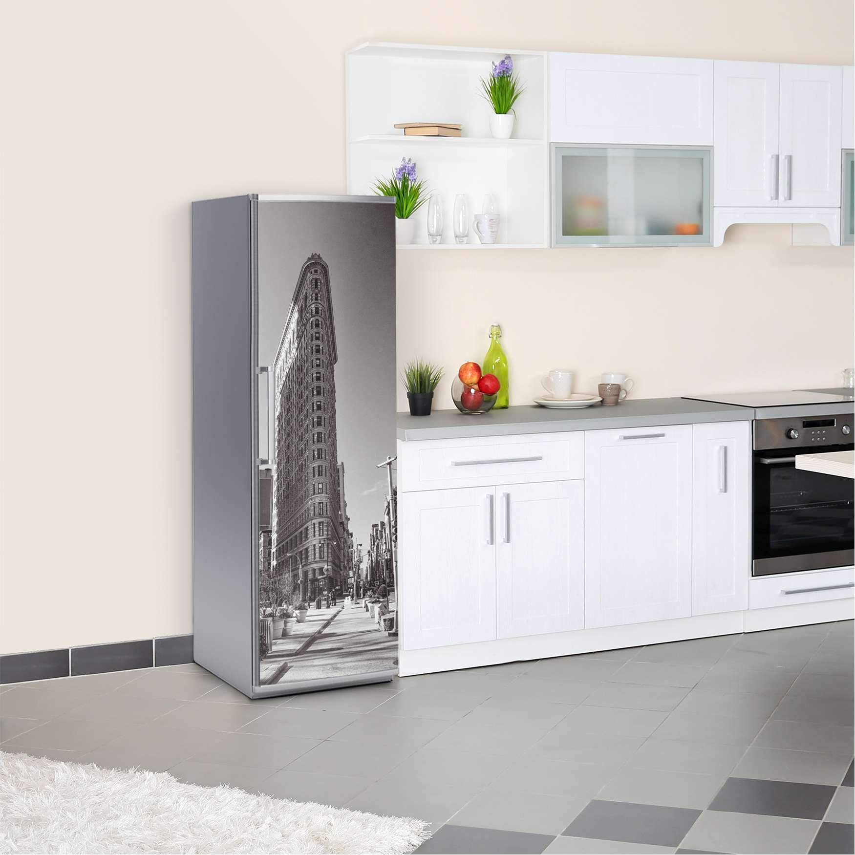 Kühlschrank Klebefolie I Deko für Kühlschranktür - Klebetapete Folie abwaschbar I Wandtattoo Küche - Design: Manhattan