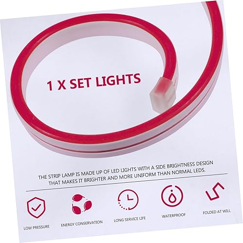 Miniatura 7 de Uonlytech 3 juegos de tira de neón para decoración de puerta, decoración rosa, tiras de luz LED, cuerda de silicona, luz de tubo de neón, luz