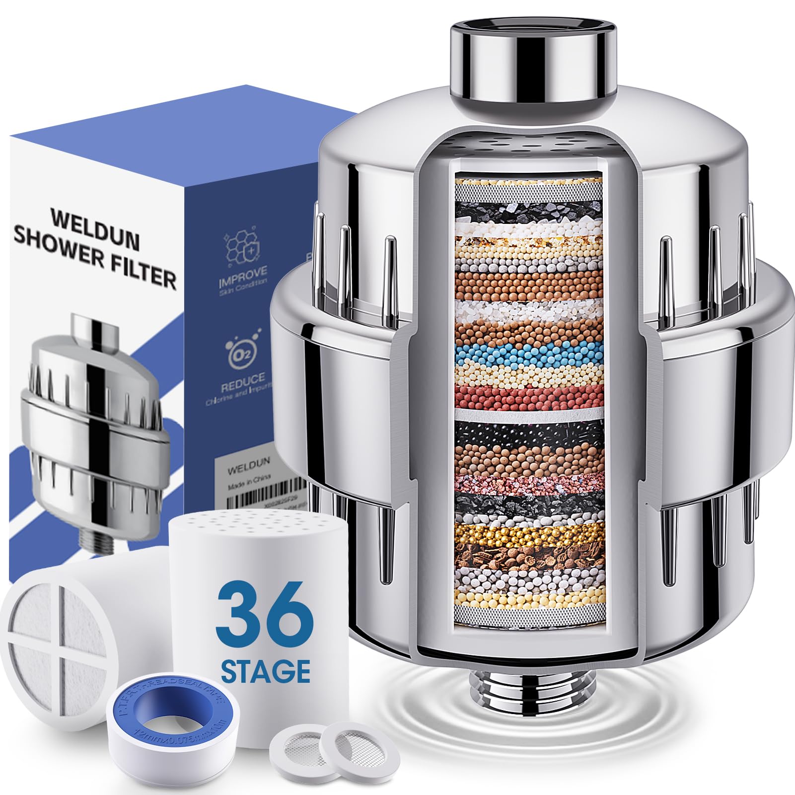 Cadrim Universele douchefilter, douchefilter, 15 niveaus, waterfilter