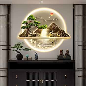 LEDライト付きアート壁掛け風景画 Amazon.co.jp : モダンなピクチャーウォールライト LED 中国