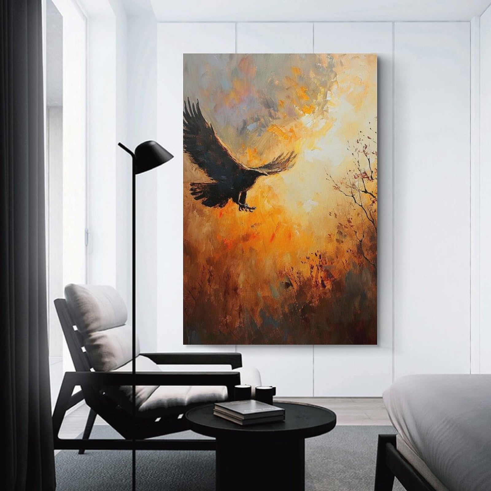Junmoney Unframe-Style-16 Eagle In Flight Oil Painting Canvas Wall Decor, 16X24inch(40X60cm), For Flats, Guest Rooms Or Compact Rooms, Decorative Canvas Decor For Home Updates