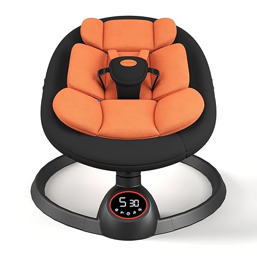 Columpios eléctricos para bebés, columpio portátil con melodías preestablecidas, columpio Bluetooth para recién nacidos, interior y exterior (negro)