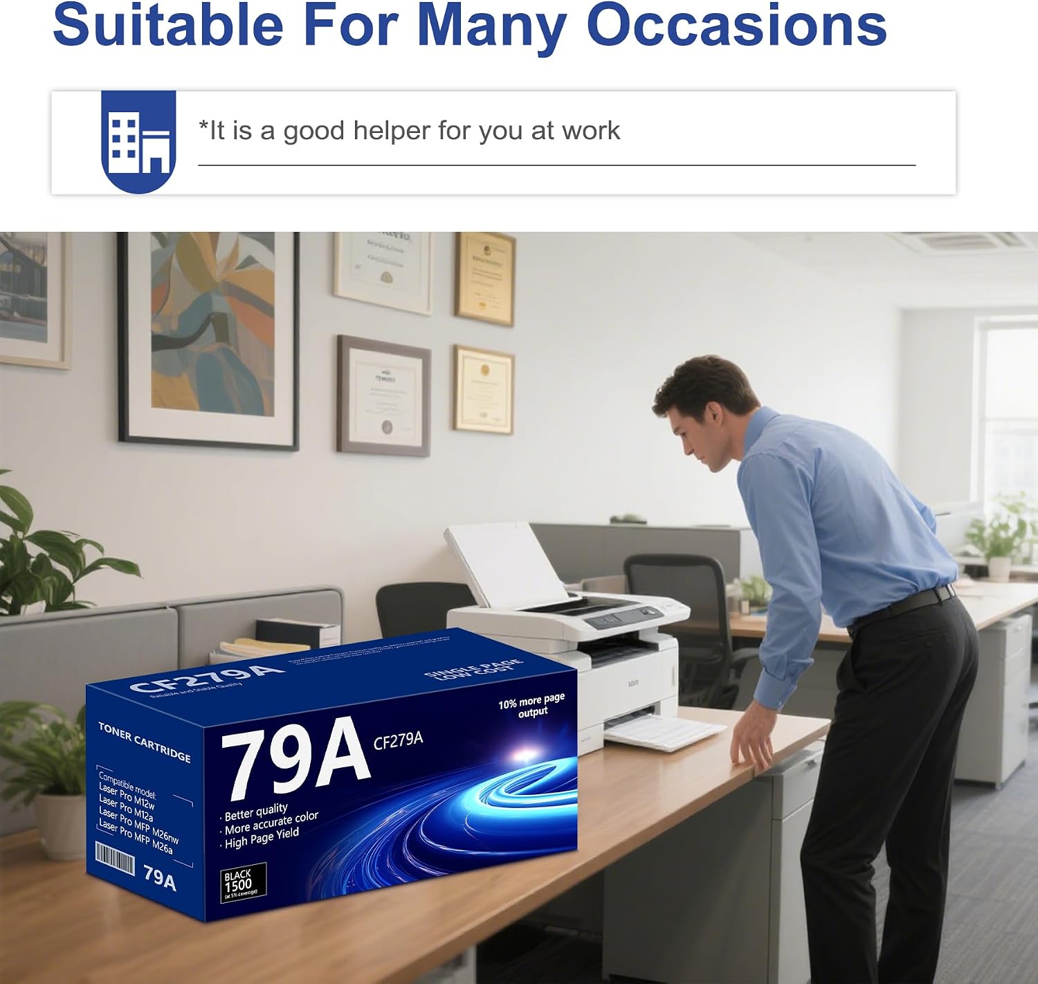 79A Toner Cartridge 2 Pack Compatible 79A CF279A Black Toner Cartridge Replacement for HP 79A Toner with Pro M12 Series Pro MFP M26 Series, CF279A Toner [1,500 Pages]