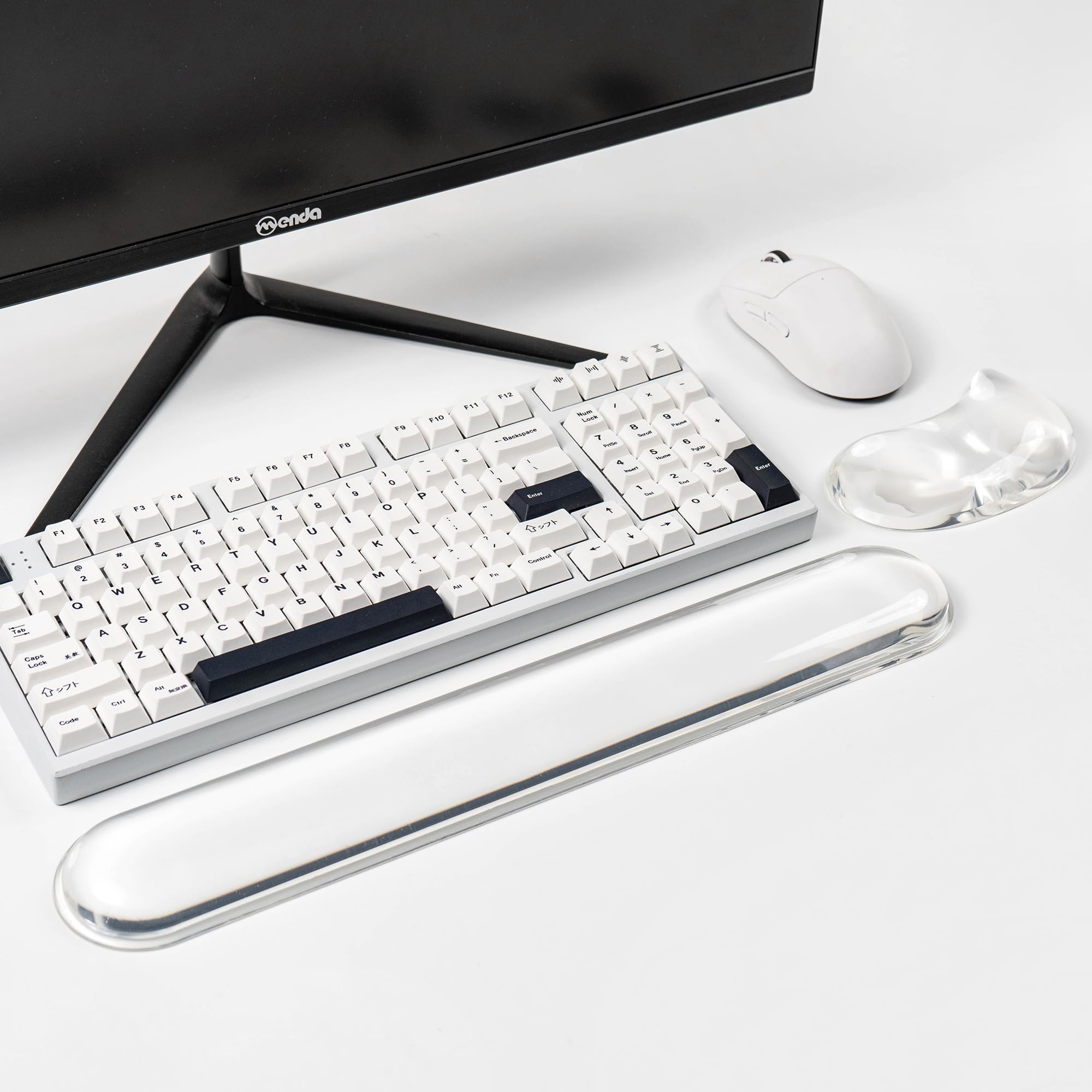 Gel Keyboard and Mouse Wrist Rest Set βWhite Clear Wrist Rest for Computer Keyboard 60%/68%/75%, Comfort & Support for Typing and Gaming