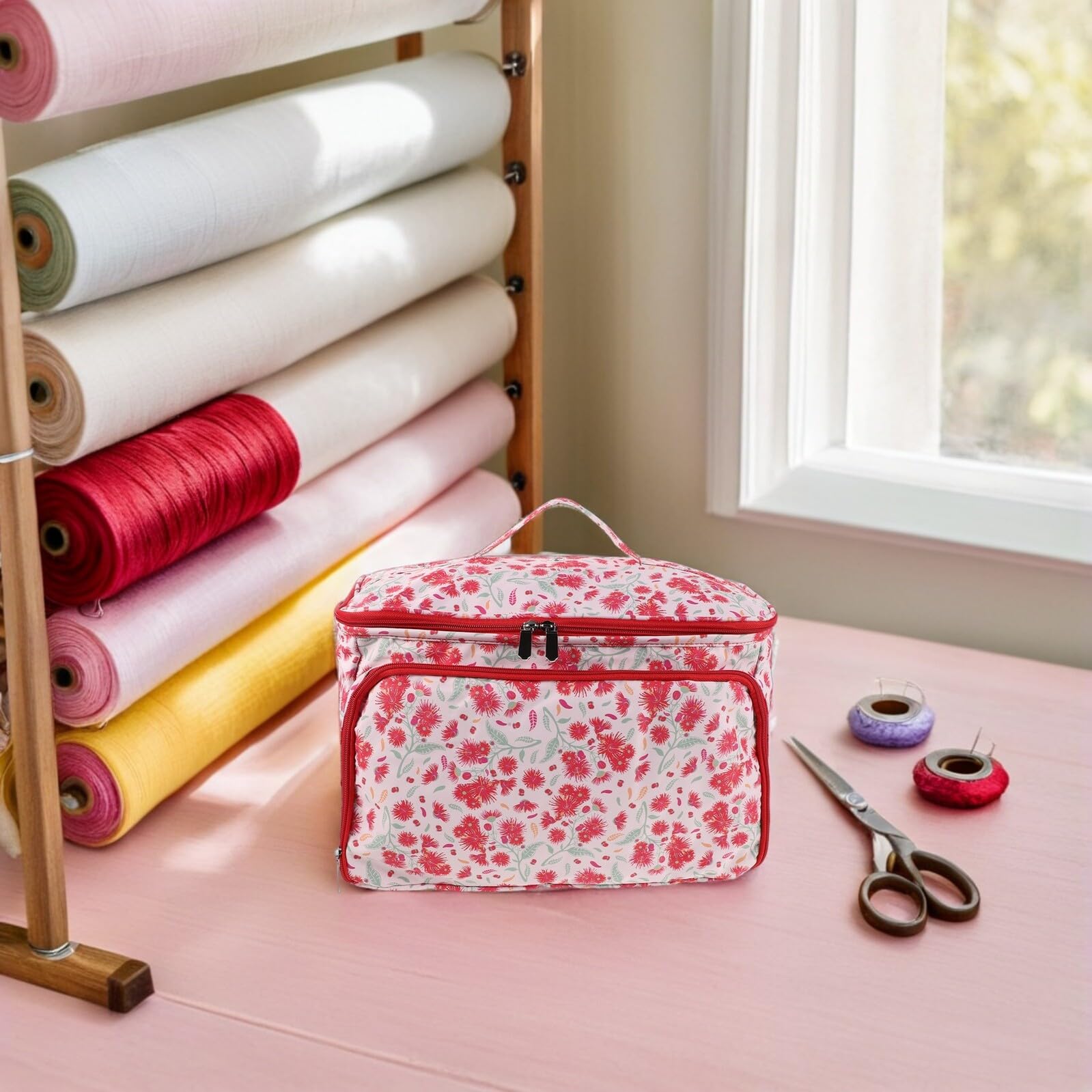 Homoyoyo Bolsa Organizadora de Crochet Portátil de Gran Capacidad, Bolsa de Hilo para Accesorios de Tejido Cierre de Cremallera y Diseño de Diente de León, Estuche de Viaje Resistente