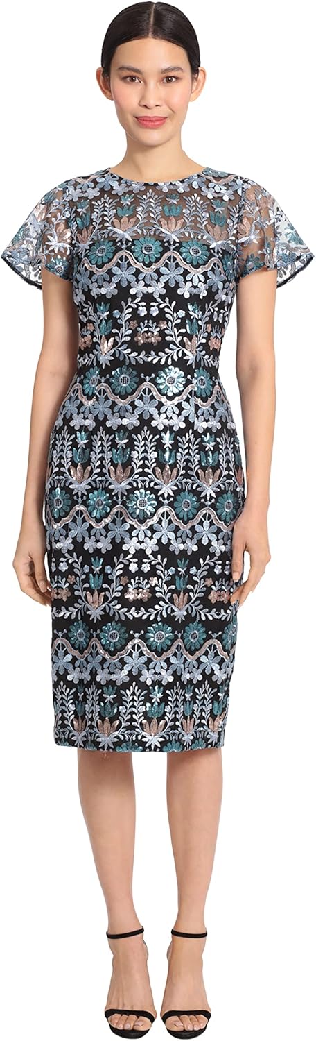 Maggy London womens Maggy London Women’s Dresses Holiday Embroidered Dress Embroidery Occasion Event Party Guest of Dress (pack of 1)