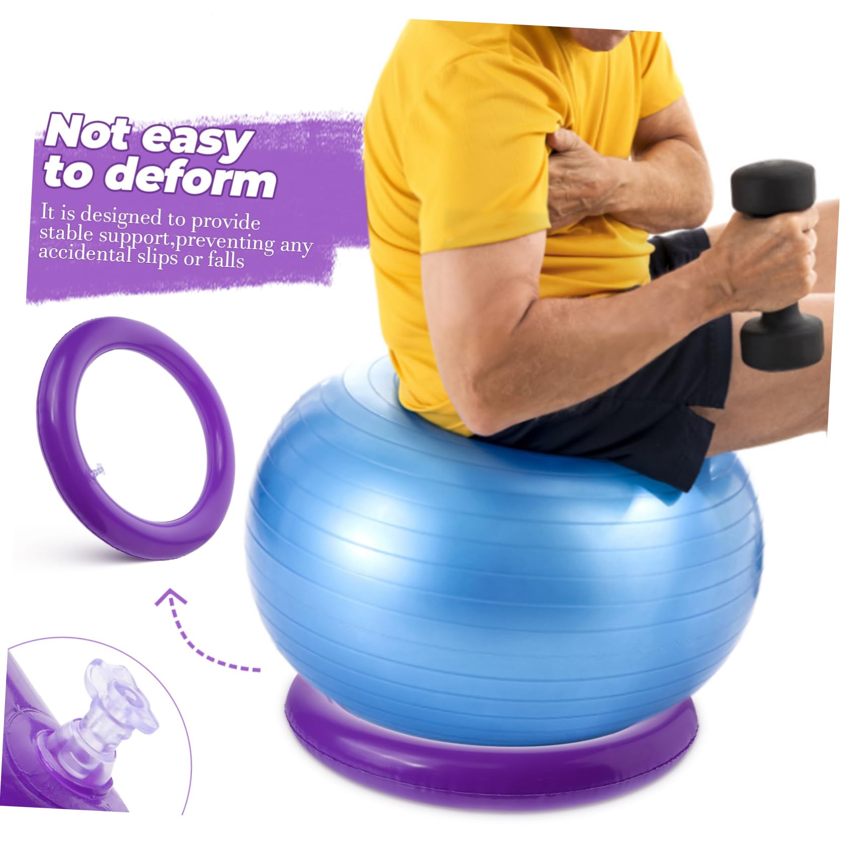 BESPORTBLE Base per Palla Yoga Anello con Palla Yoga Anello di Fissaggio per Palla Yoga Sedia a Sfera per Allenamento Base della Palla Fitness Portapalline da Yoga Viola,Porpora PVC