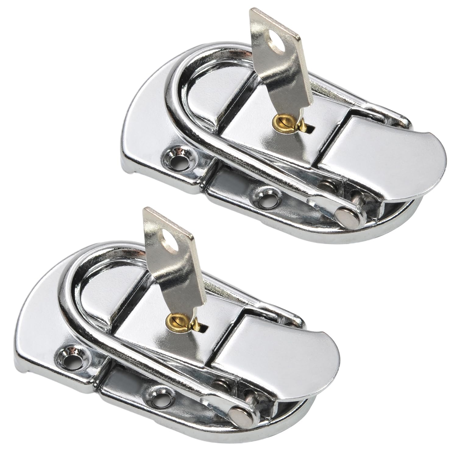 MroMax 2Pcs Suitcase Lock Hasp 2.64" x 1.34" (LxW) Modern Latch Iron Silver Decorative Toggle Catch Lock with Keys and Screws for Suitcase Boxes Case Luggage Briefcase