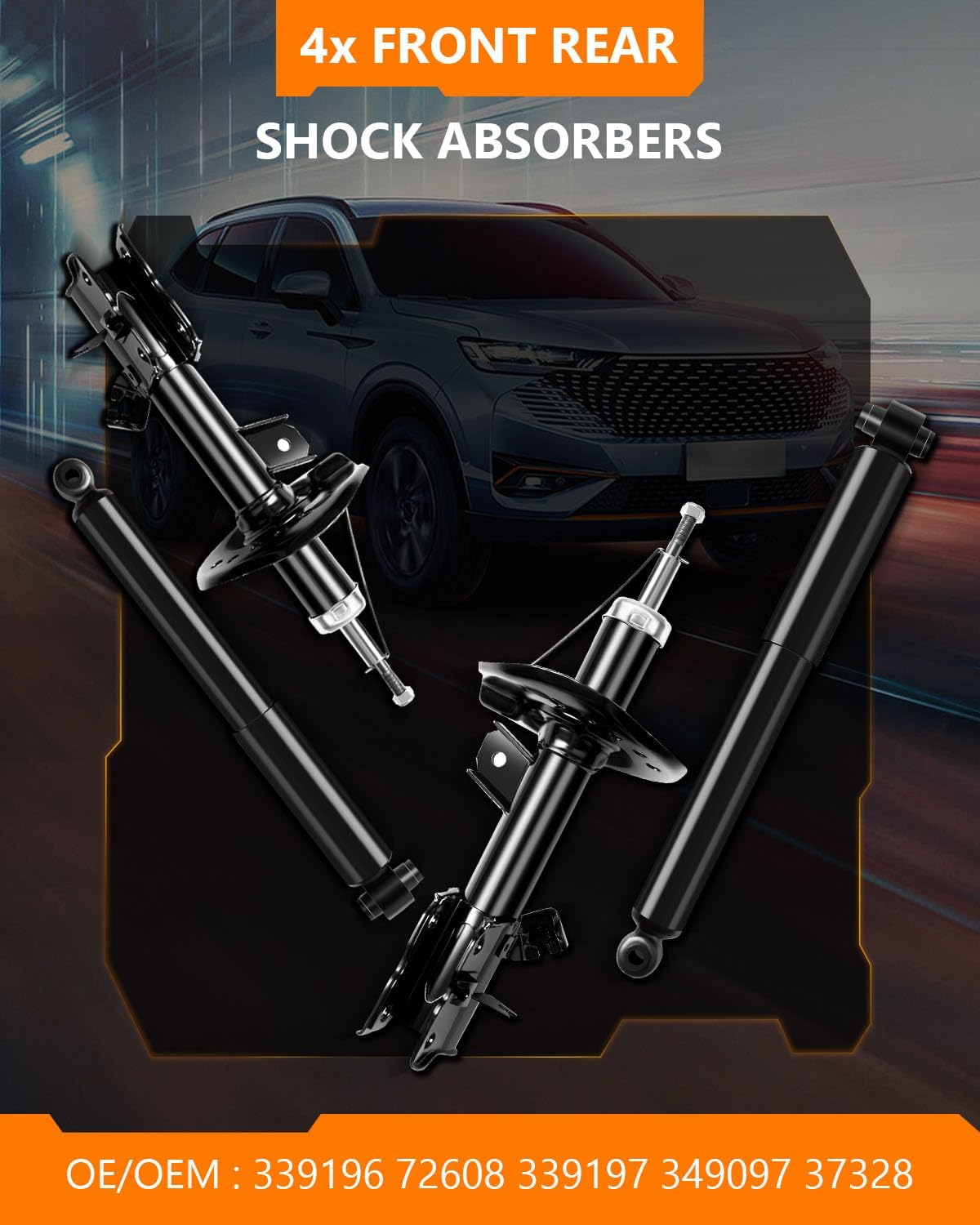 Front Rear Shocks Struts for Nissan, OCPTY Shock Absorbers Fit for 2008 2009 2010 2011 2012 for Nissan for Rogue Automotive Replacement Shocks 339196 72608 339197 72609 349097 37328 Pack of 4