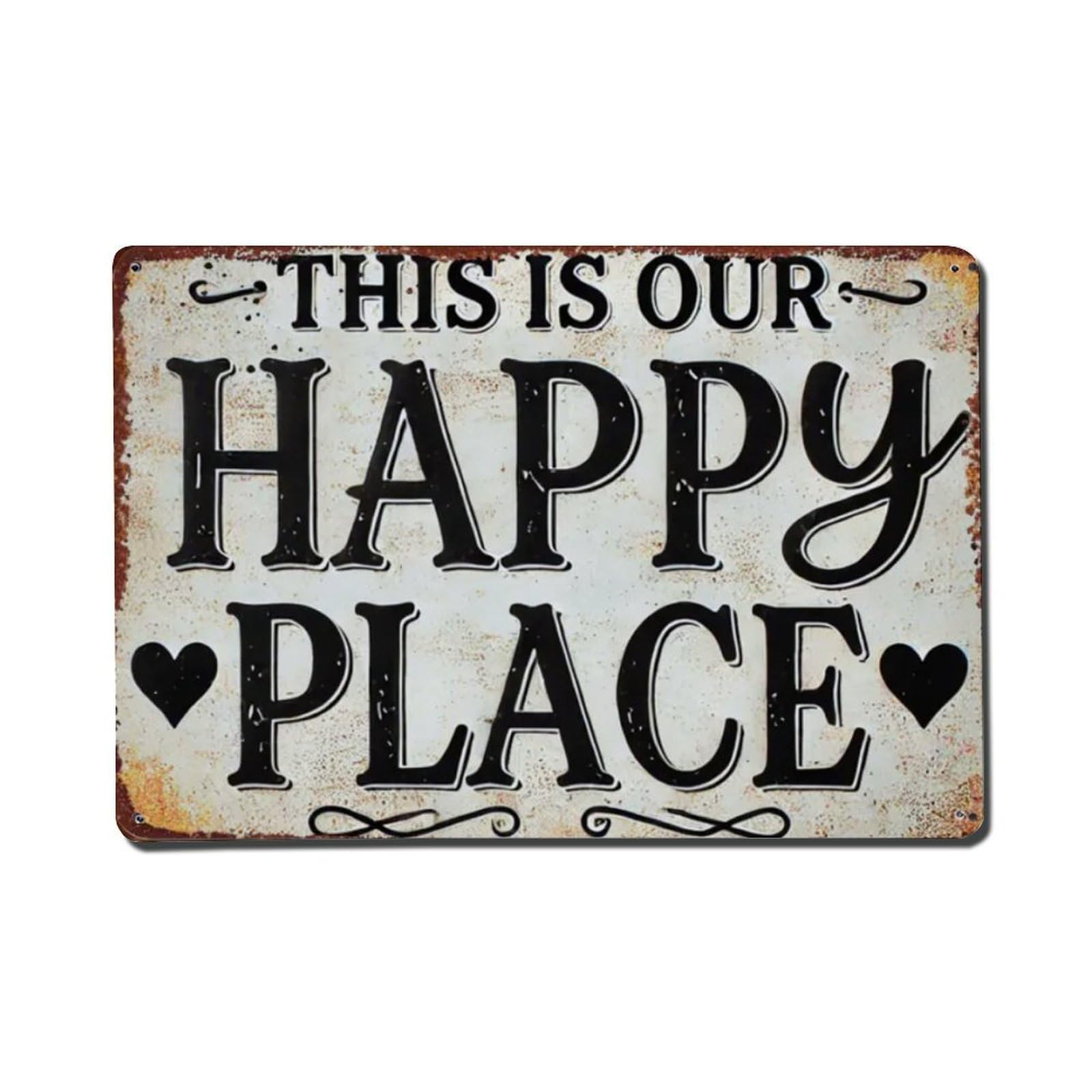 Rkundrne Vintage This Is Our Happy Place Metal Tin Sign Garden Bedroom Cafe Bar Man Cave Home Wall Decor Metal Poster 8X12 In