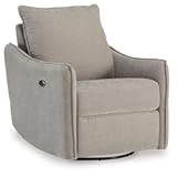 McBurg Contemporary Swivel Power Recliner with USB Ports&comma; Light Gray