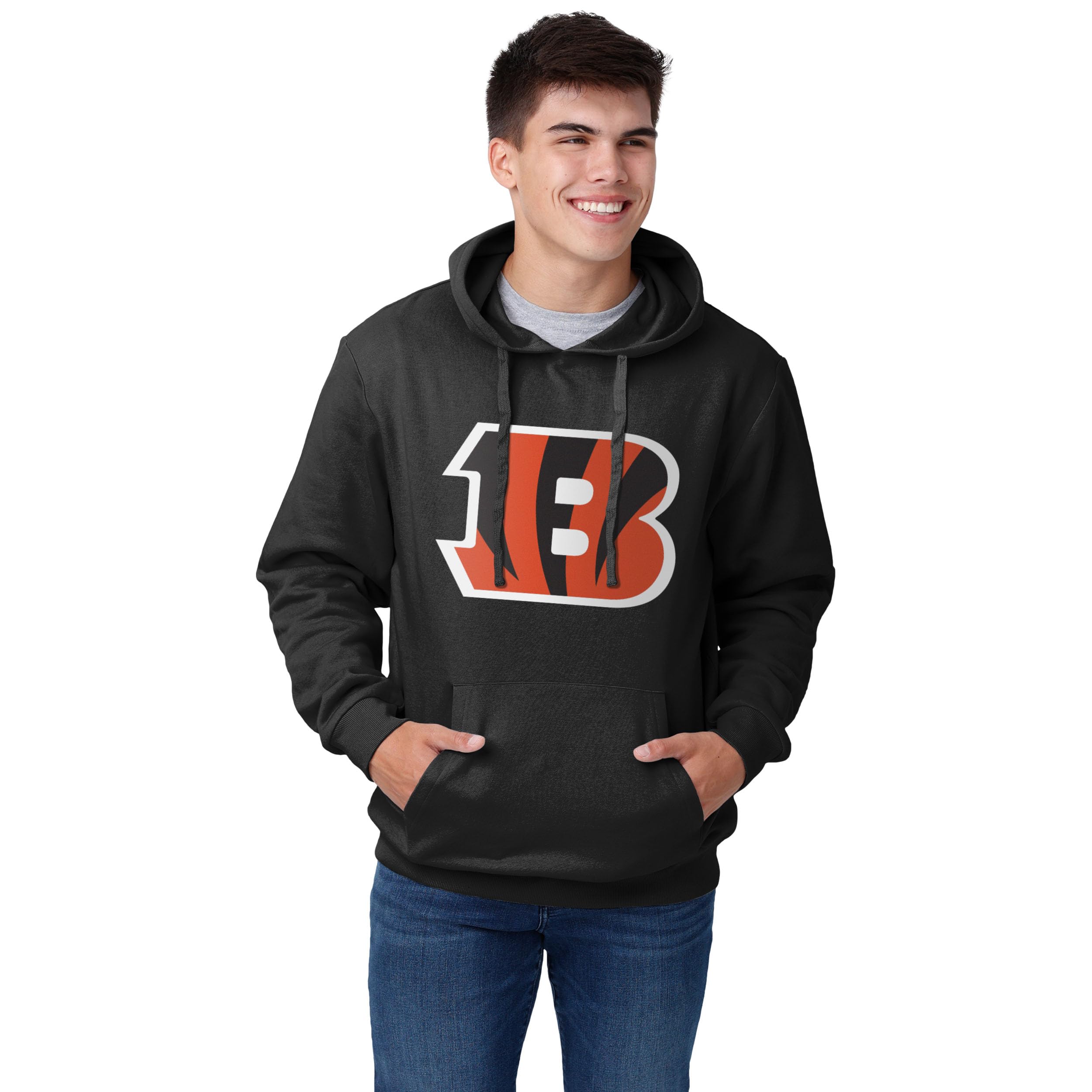 FOCO Men's NFL Logo Solid Hoodie Hooded Sweatshirt, Team Color, L