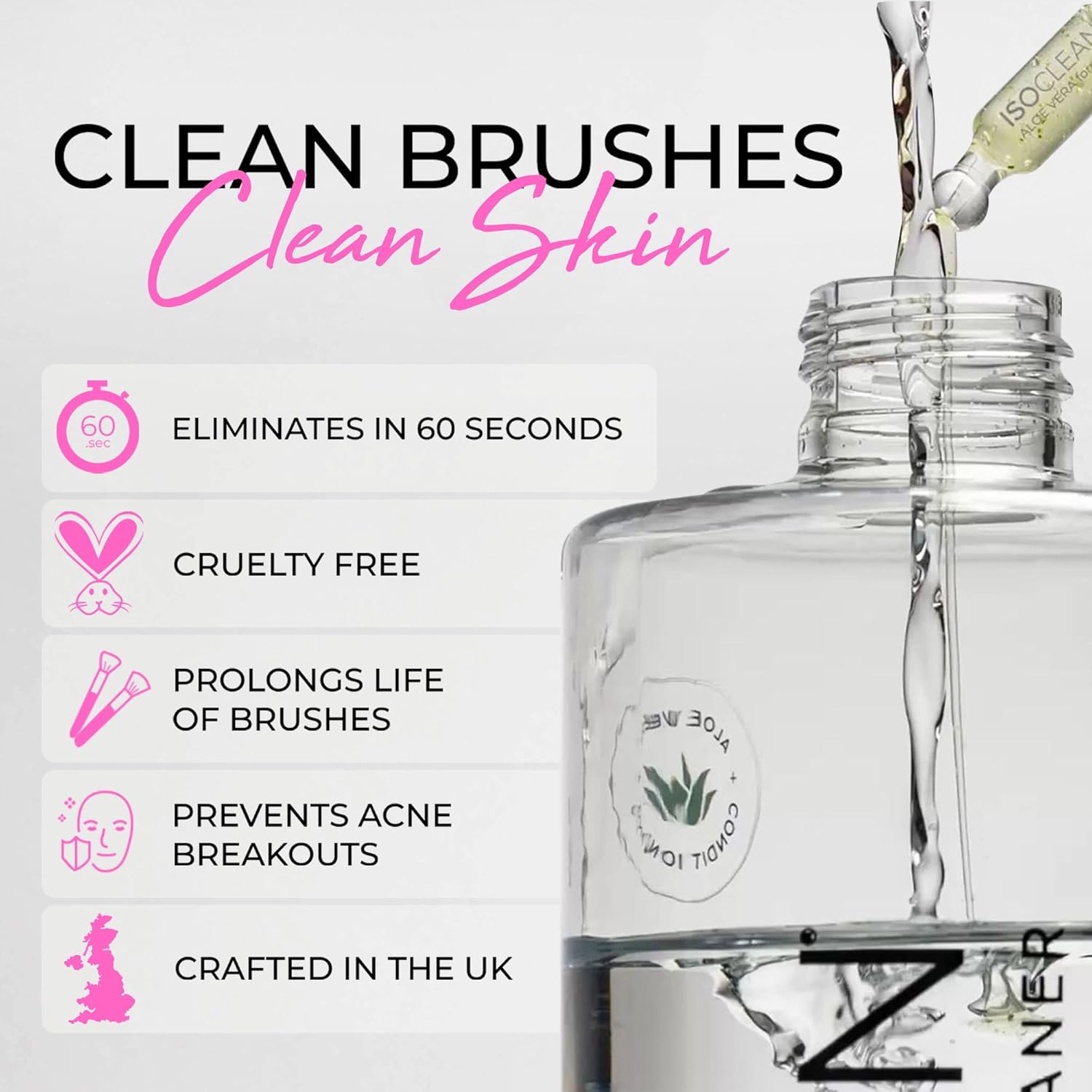 ISOCLEAN Makeup Brush Cleaner with Spray Top – Liquid Makeup Cleaner Solution for Makeup Brushes and Makeup Tools – Cleans Bristles – No Rinse Formula dries in 60 Seconds – Vegan, Cruelty-free – 110ml