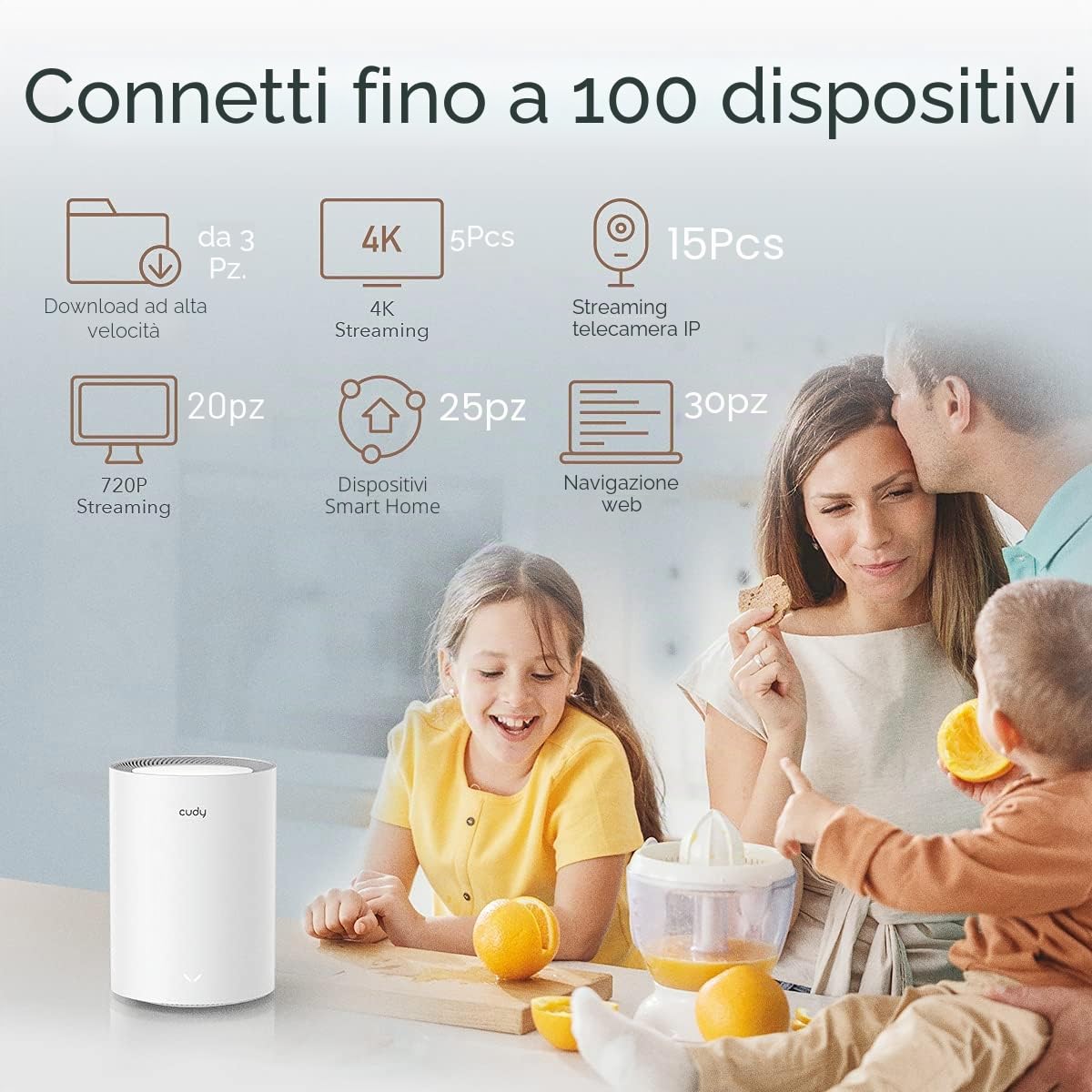 Cudy M1800 3-Confezione AX1800 WiFi 6 Mesh Router, Sistema WiFi Mesh, Router/Extender VPN Gigabit 5G, Controllo Genitori