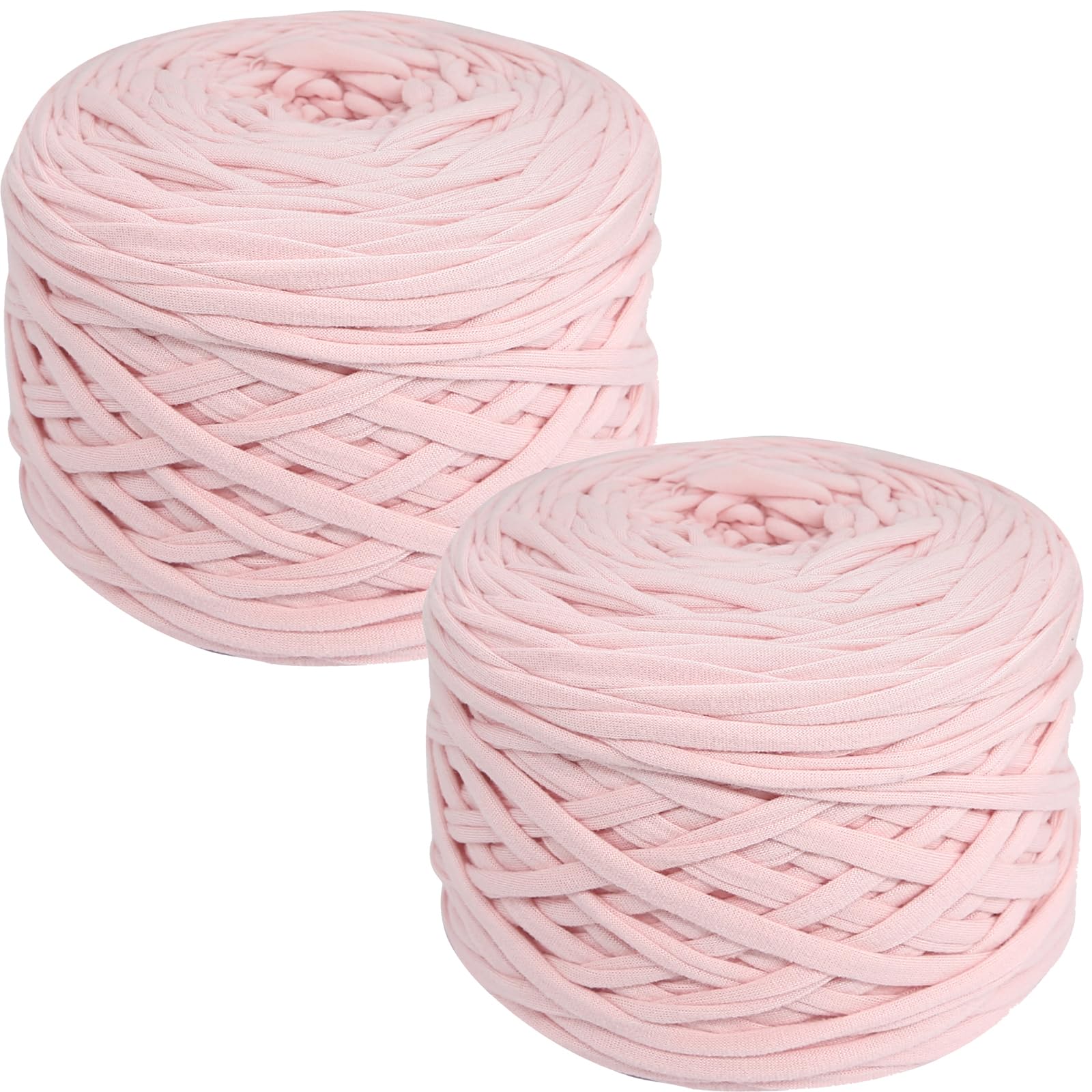 SIMEIQI 2 PCS 800g T-Shirt Yarn Elastic Fabric Crochet for DIY Knitting, 130 Yards Spaghetti Thick Knitting Yarn for Hand DIY Bag Basket Cushion Crocheting Projects,Home Decor (Pink)