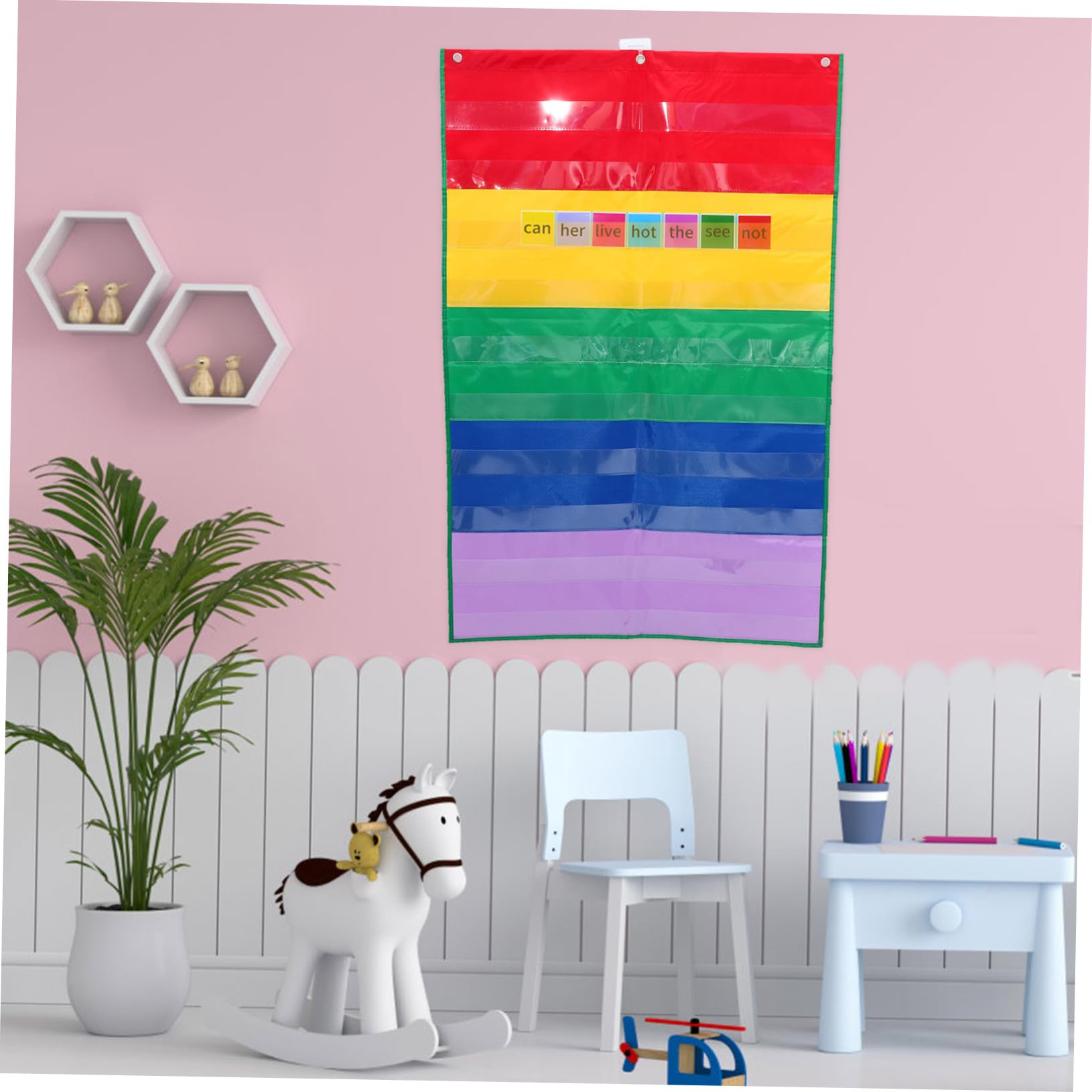 TEHAUX 3piezas Organizador De Bolsillo Para Aula Carteles De Estudio Soporte De Tarjetas Colgante Para Clases Diseño Práctico Para Tarjetas De Aprendizaje y Accesorios De Oficina Para