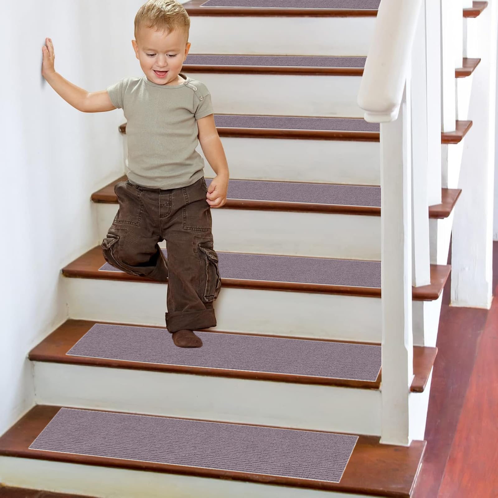 Alfombrillas antideslizantes de TPE de 20 x 54 cm, reutilizables y cortables, paquete de 5 alfombrillas antideslizantes seguras para niños para seguridad en el hogar y estilo.
