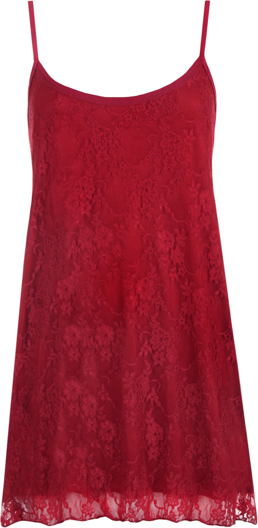 Wearall Women's Wine Plus Size Lace Chiffon Sheer Lined Strappy Sleeveless Swing Vest - 28-30