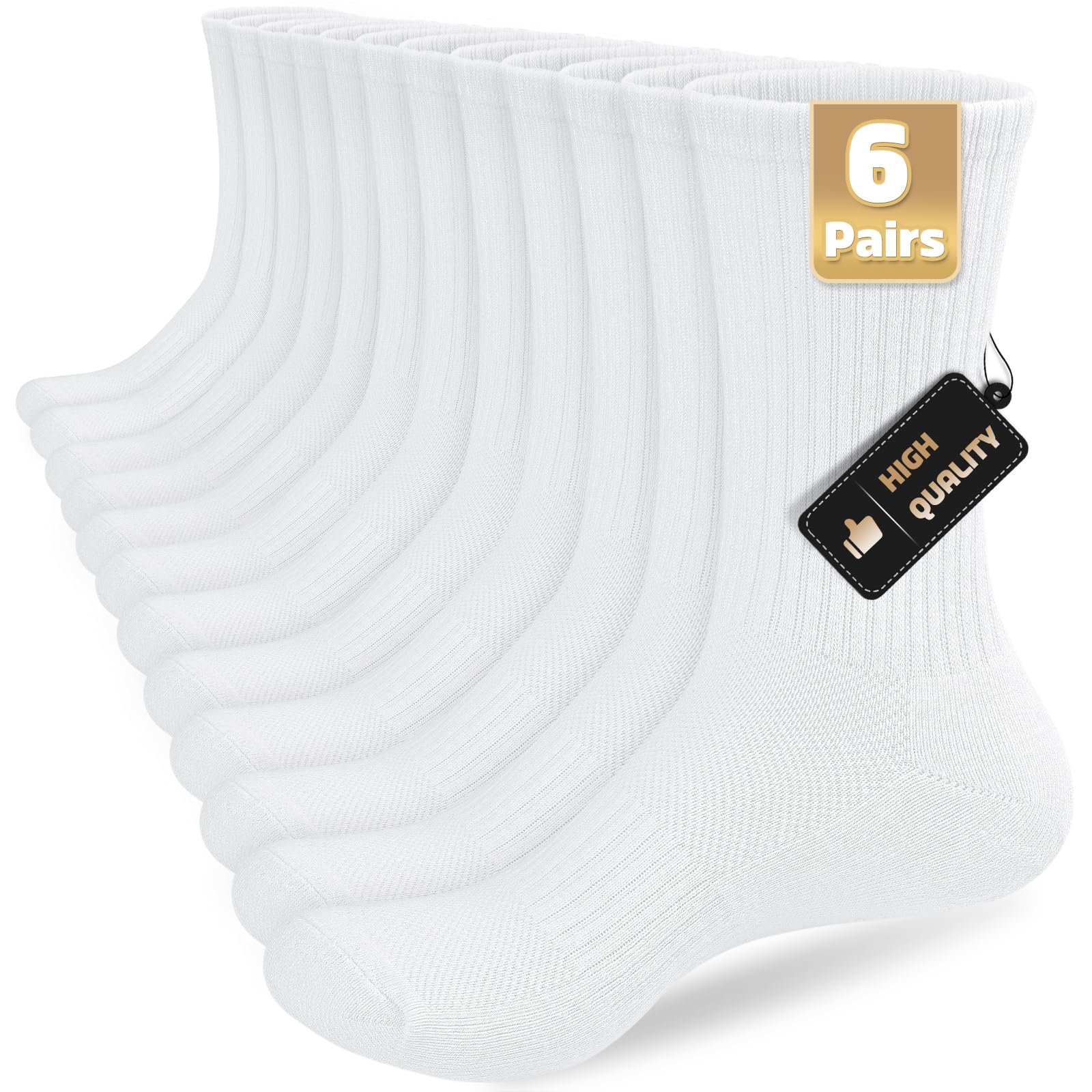 6 Paar Sneaker Socken Herren 43-46 für Damen, Wandersocken Laufsocken | Crew-Socken Geschenke für Damen Herren, Atmungsaktiver Baumwolle Sportsocken, Arbeitssocken Tennissocken Sneakersocken