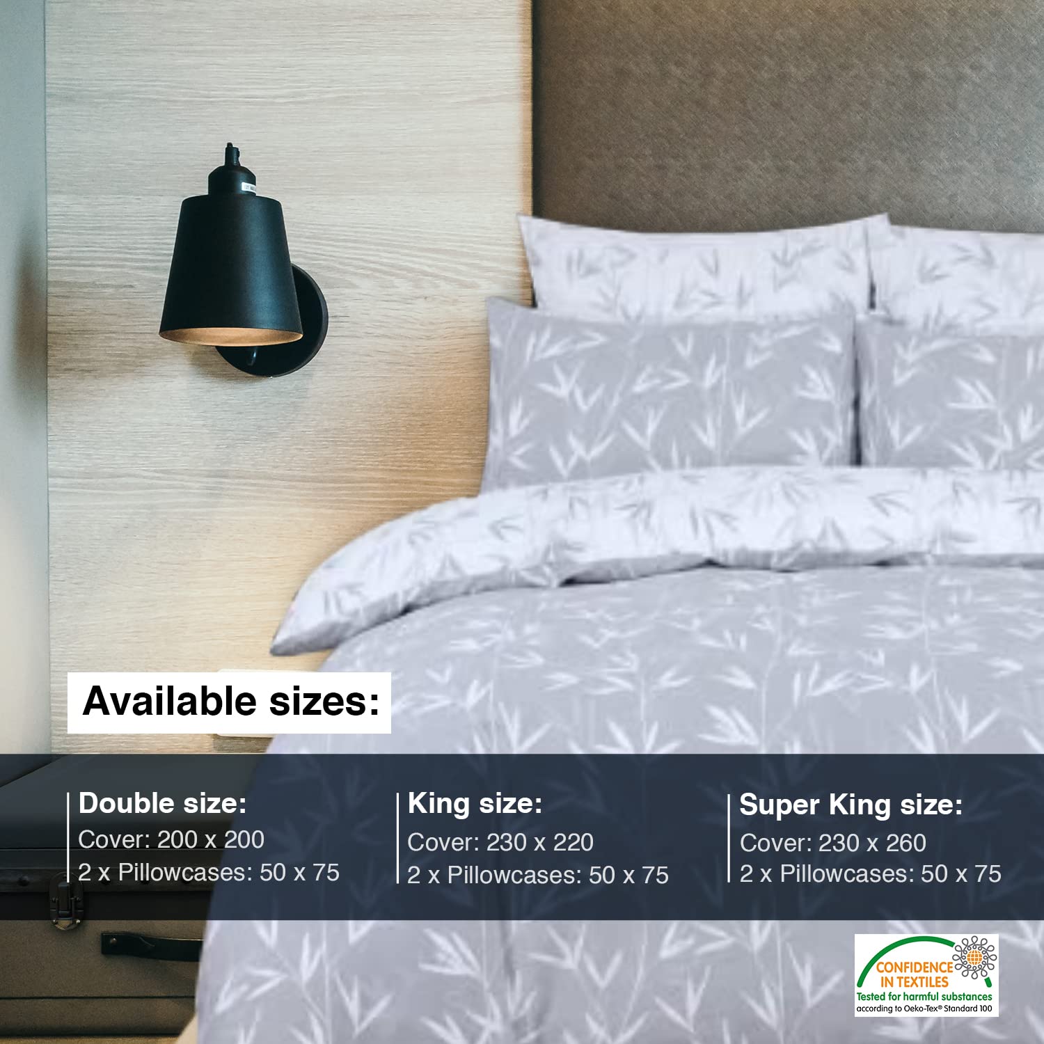 DTEX HOMES Double Duvet Set 100% Pure Cotton Reversible Printed Hotel Quality Duvet Cover Ultra Soft Easy Care double bedding Set Super Soft and Luxury Duvet Cover Sets (Branches Grey-Double) — view 5