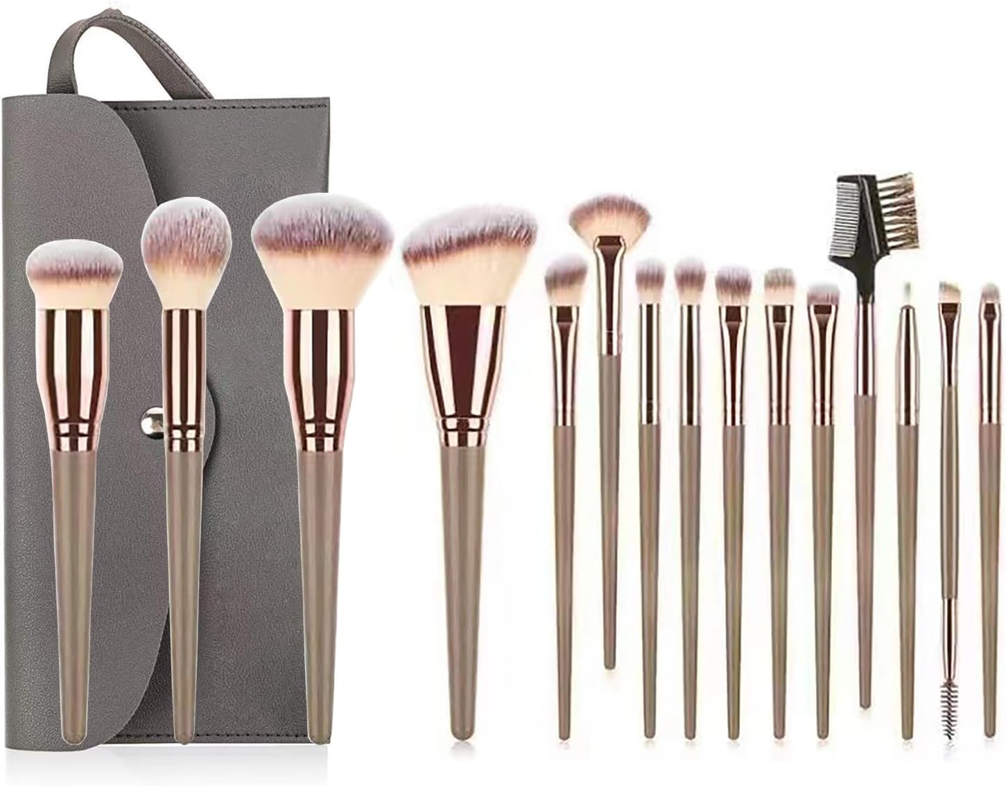 15 Pcs Makeup Brushes Sets, Professional Make up Brushes Premium Synthetic Foundation Brush Kit for Foundation Blush Concealer Eyeshadow with PU Makeup Bag