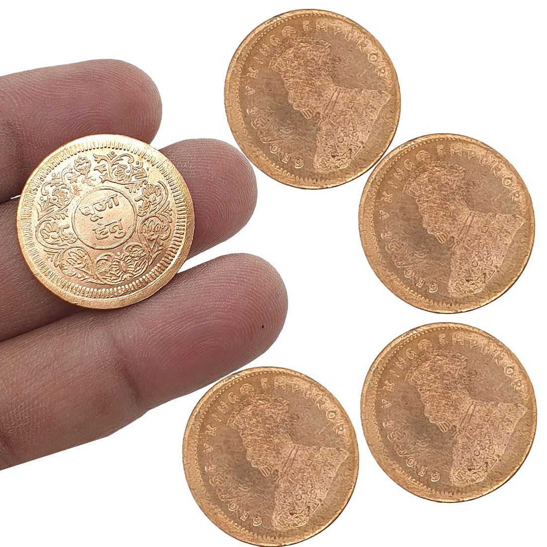 Sahiba Gems Set of 5 Pieces Copper Coin/Sikka For Pooja/Astrological and Lal Kitab Remedy 4