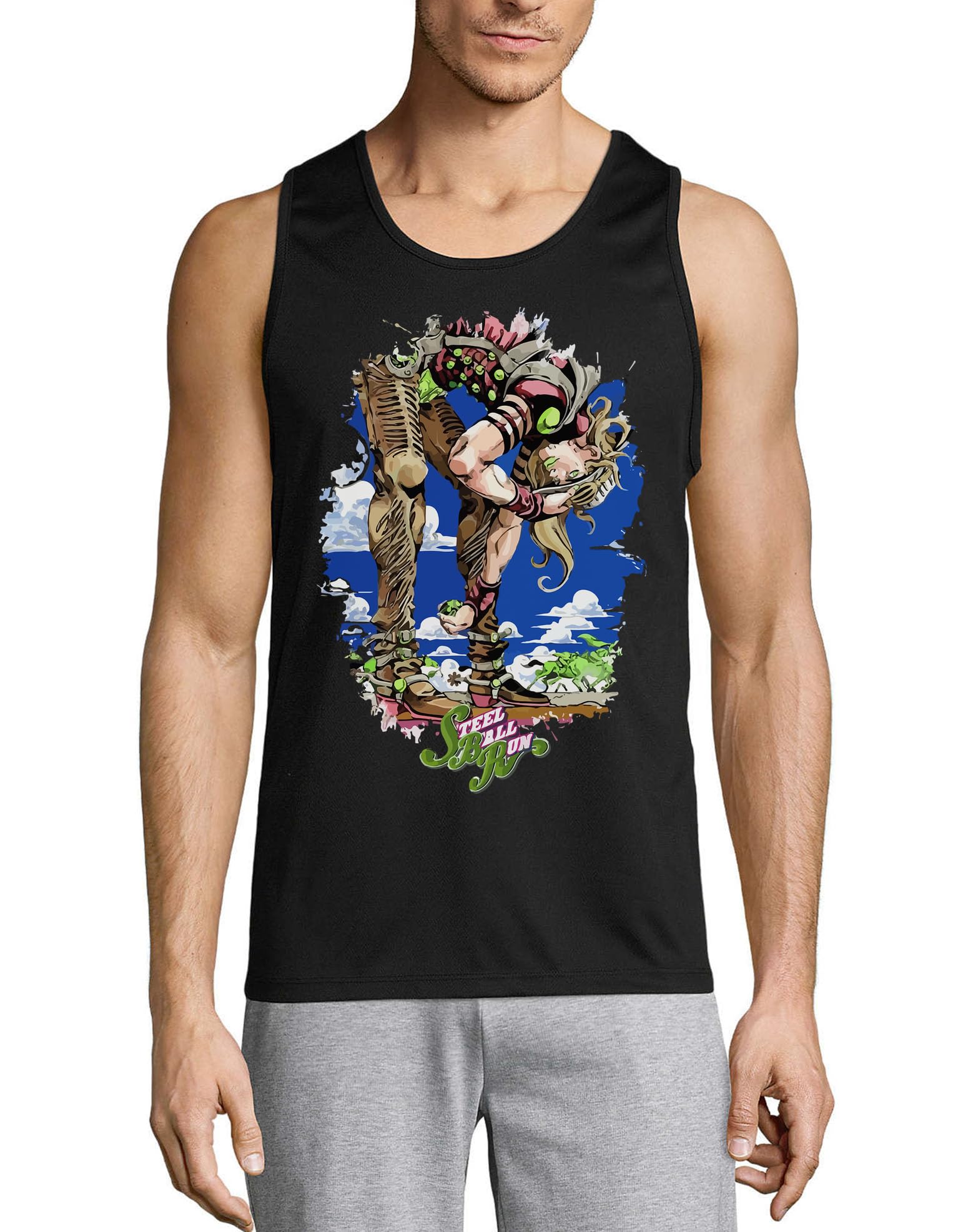 Camiseta de algodón Anime 85 de hombre chaleco negro sin mangas transpirable 3