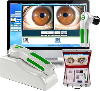 Auto Focus Iris Detector, 12 Million Pixel High Resolution 4032 * 3024 Iriscope Diagnostic Eye Camera with HD 30x Iris Lens,Iris Magnifier, Left and Right Lighting SwitchAutomatic