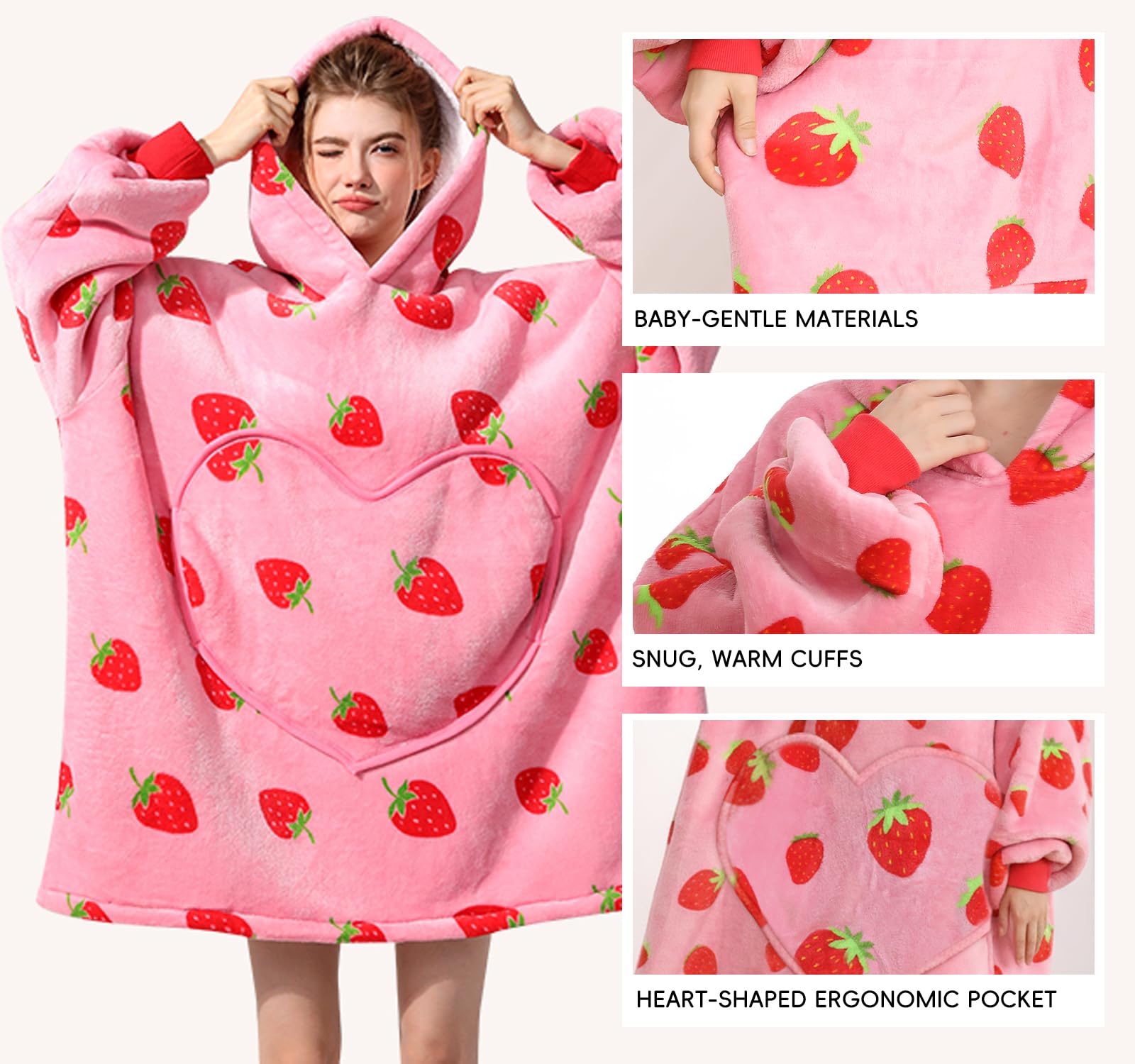 Wearable Blanket Hoodie, Women Oversized Fluffy Hoodies Blanket,Warm Cozy Sherpa Sweatshirt Gift,One Size for All