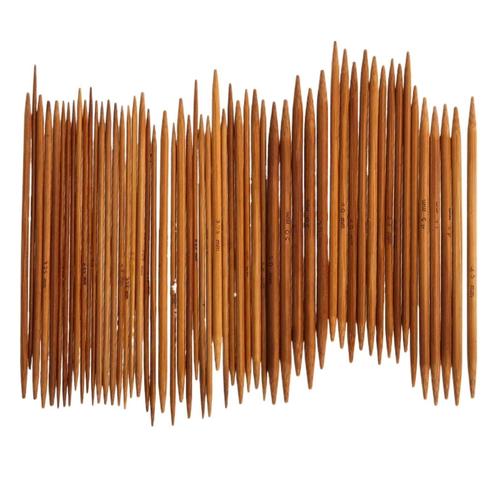 Bamboo Knitting Needles 2set*55/110pcs Bamboo Knitting Needles Crochet Hooks Double Pointed Sweater Weave Craft(110pcs)