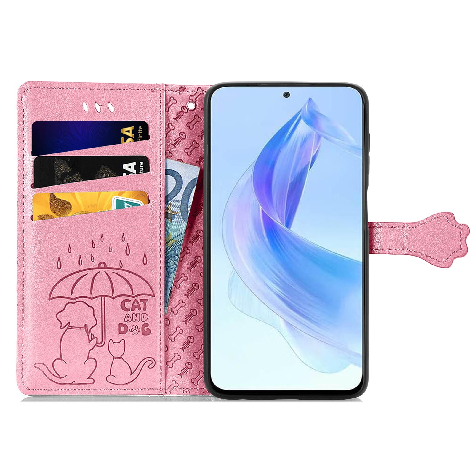 Cover Compatibile con Honor 90 Lite 5G, Premium Pelle PU Portafoglio Flip Libro Custodia per Honor X50i 5G [Protezione Completa] - gatto e tigre