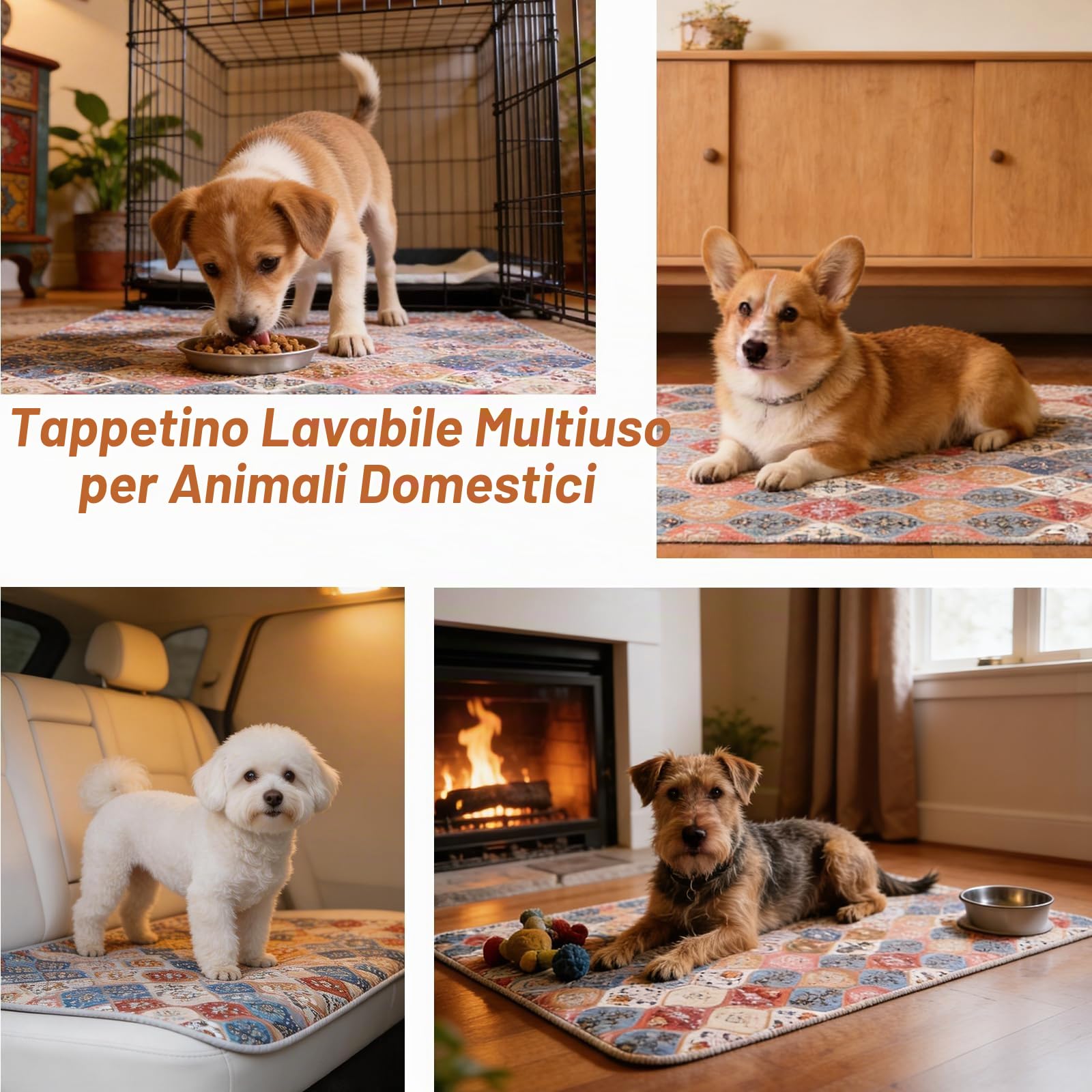 Gimars 80 x 92 cm, 2 Pezzi, Design Boho e Finitura Resistente, Traversine Lavabili per Cani, Tappetino Riutilizzabile per Addestramento Cuccioli, Assorbente, Antiscivolo e a Prova di Perdite