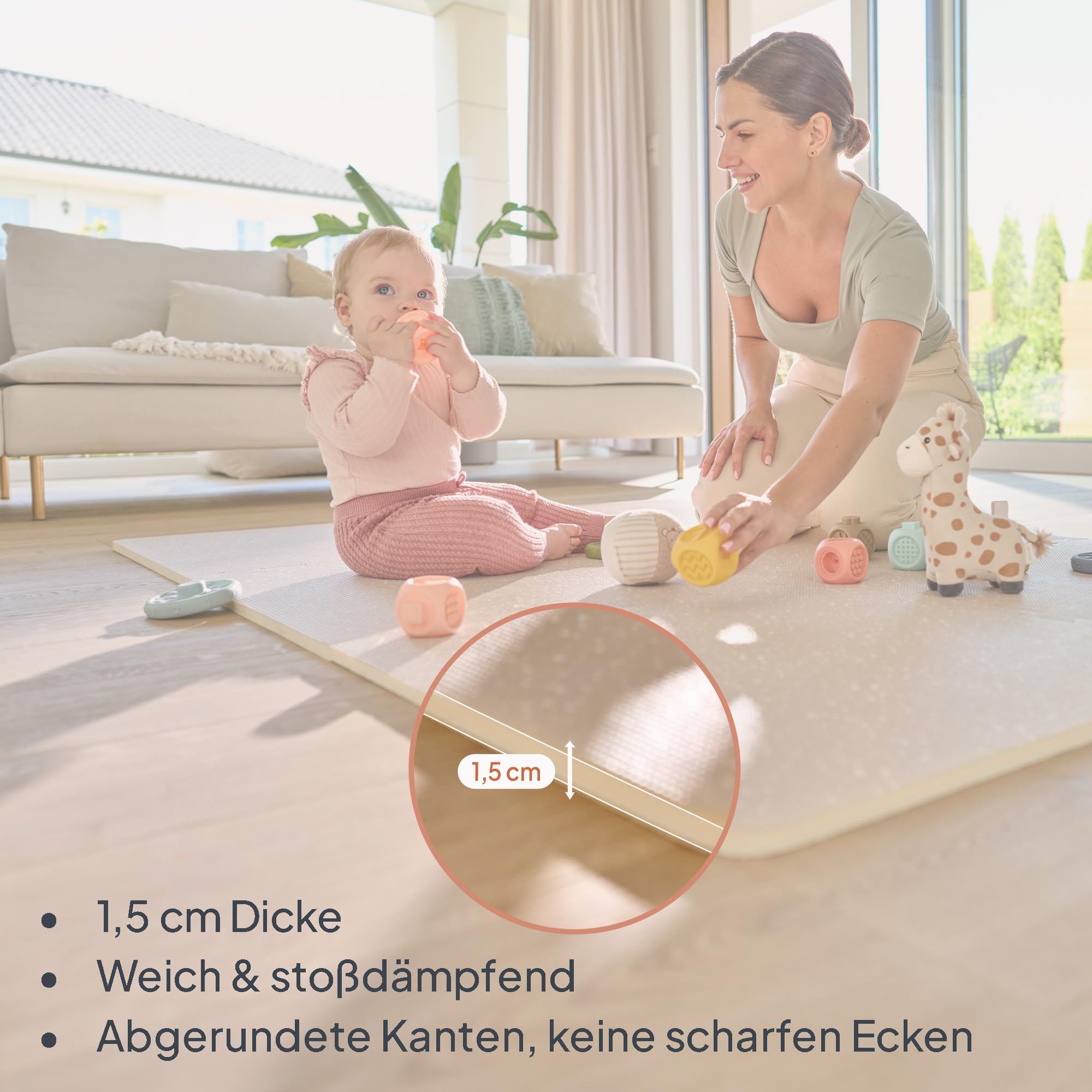 LIONELO YOKA Puzzle-Spielmatte 6-teilig für Babys, 173 × 116 x 1,5 cm | für Kleinkinder, doppelseitig, ungiftig & geruchlos, rutschfest, leicht zu reinigen